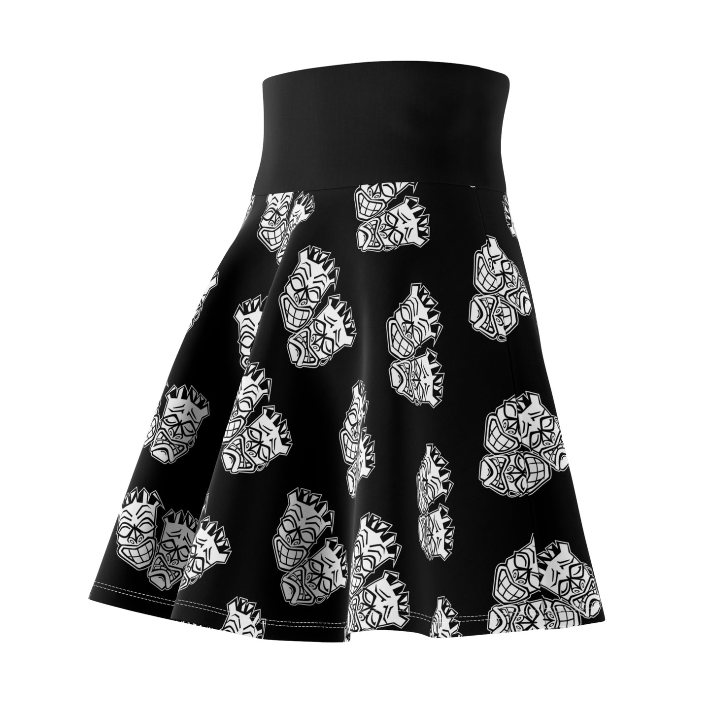 Now & Later Tiki Heads Black Skate & Surf Skirt