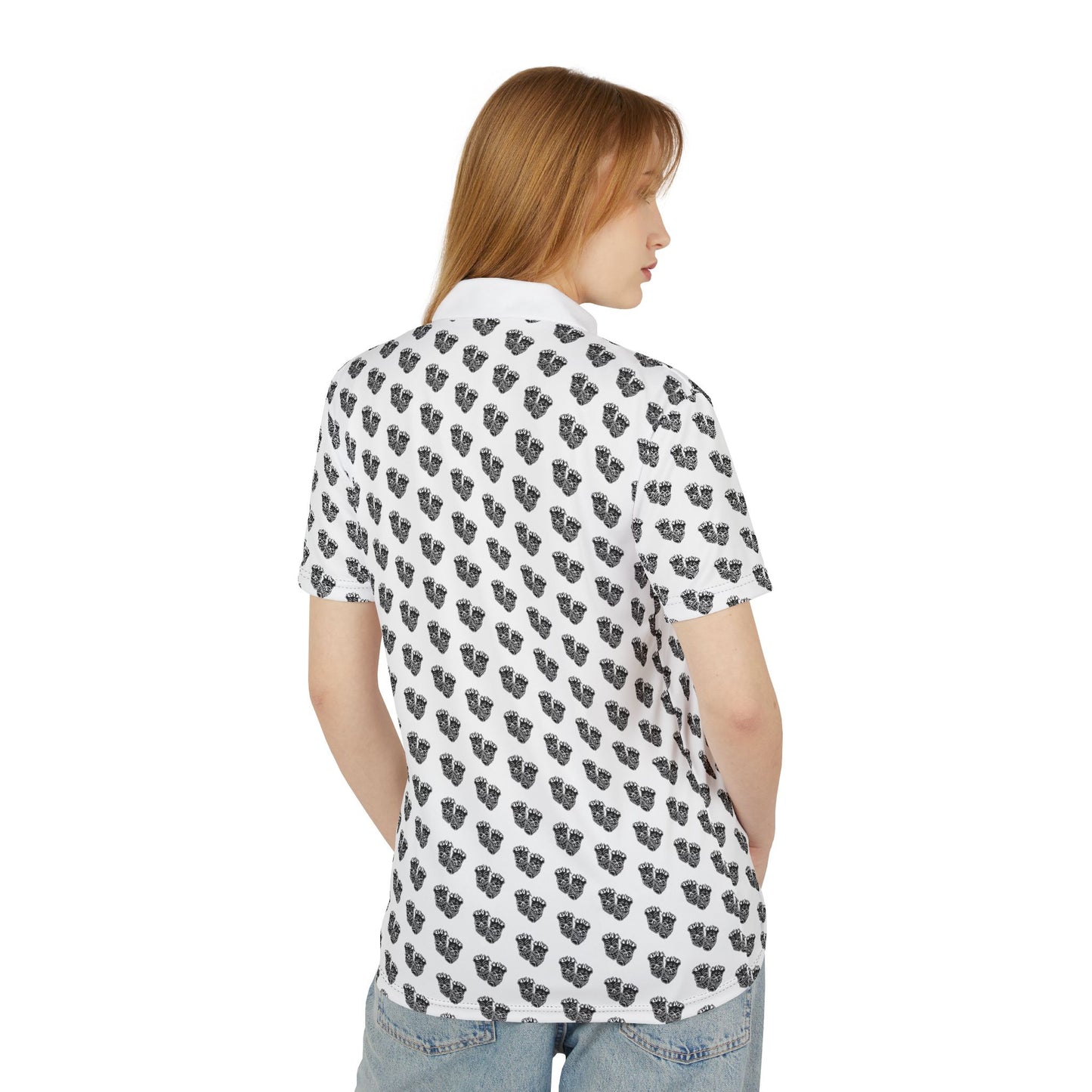 Now & Later Tiki Heads AOP Polo White Collar