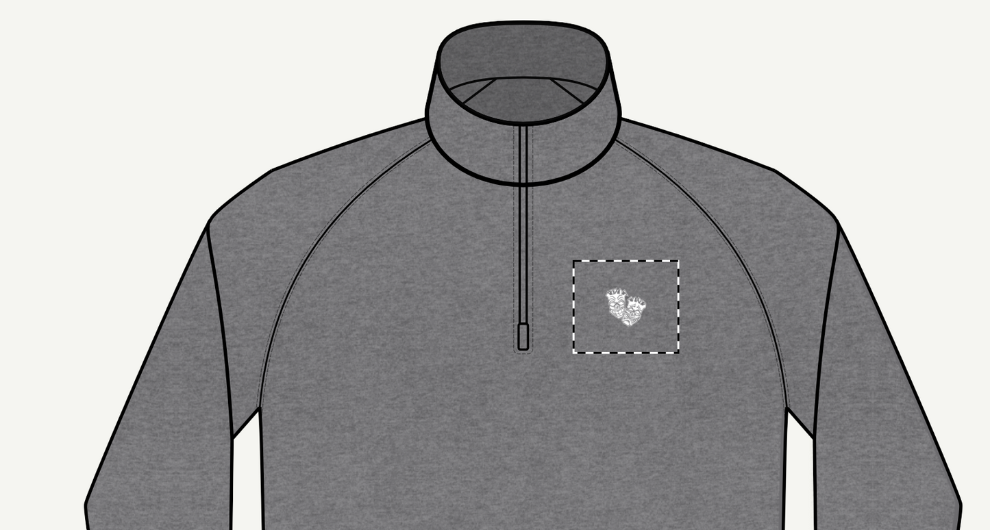 Now & Later Tiki Heads Embroidered Quarter-Zip Pullover