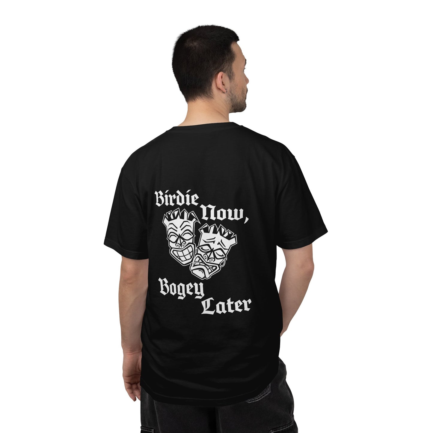 "Birdie Now, Bogey Later" Tiki Golf Graphic Tee