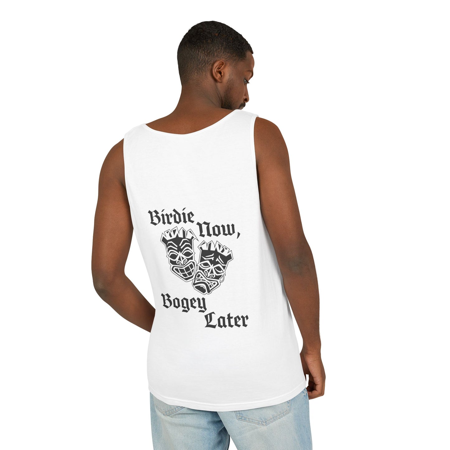 "Birdie Now, Bogey Later" Tiki Golf Tank Top