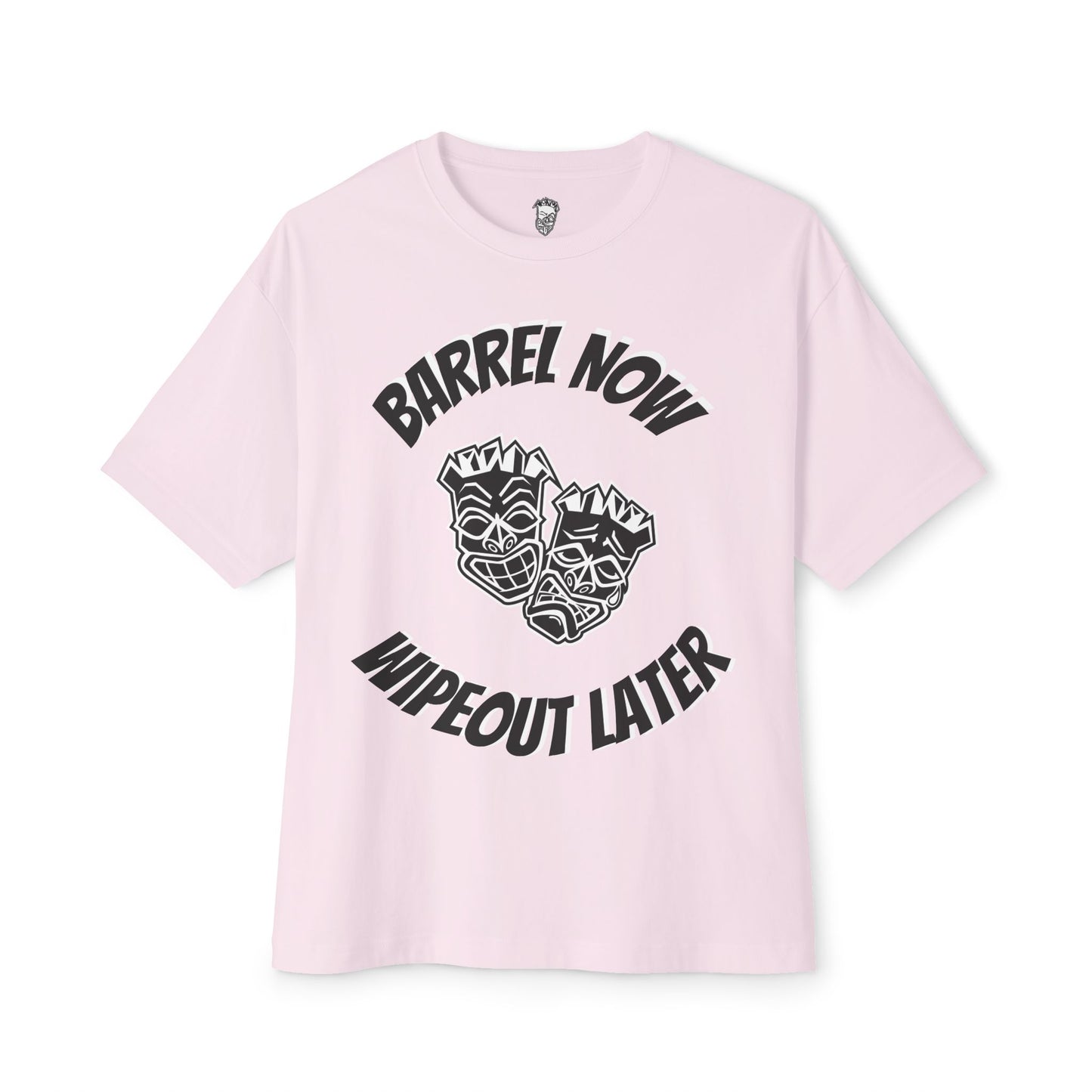 "Barrel Now, Wipeout Later" Tiki Heads Oversized T-Shirt
