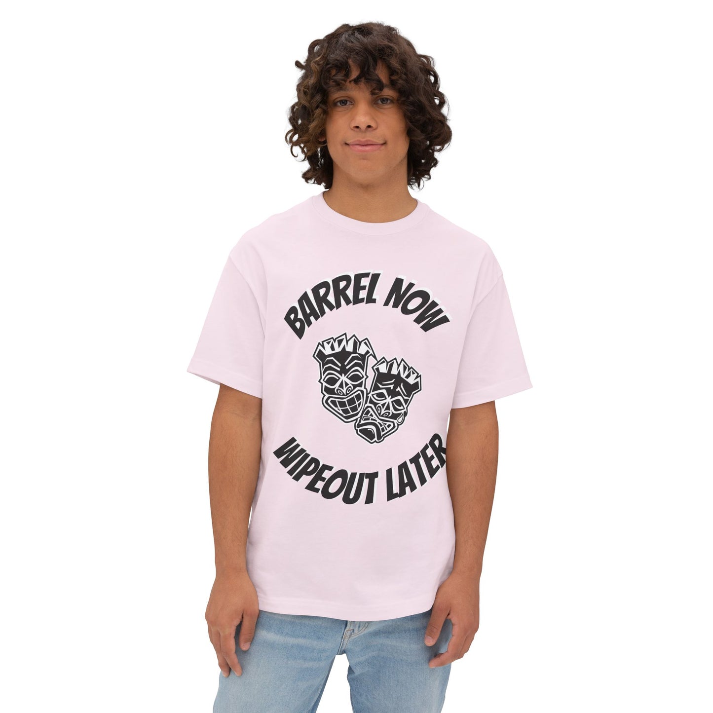 "Barrel Now, Wipeout Later" Tiki Heads Oversized T-Shirt