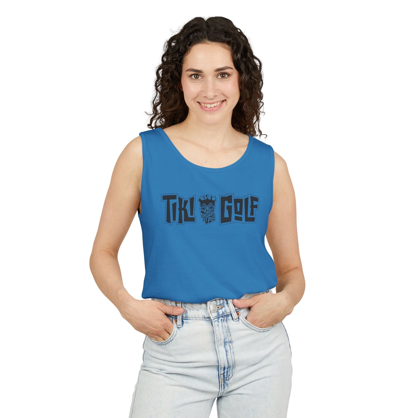 "Birdie Now, Bogey Later" Tiki Golf Tank Top