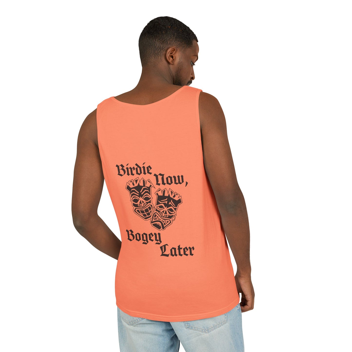 "Birdie Now, Bogey Later" Tiki Golf Tank Top