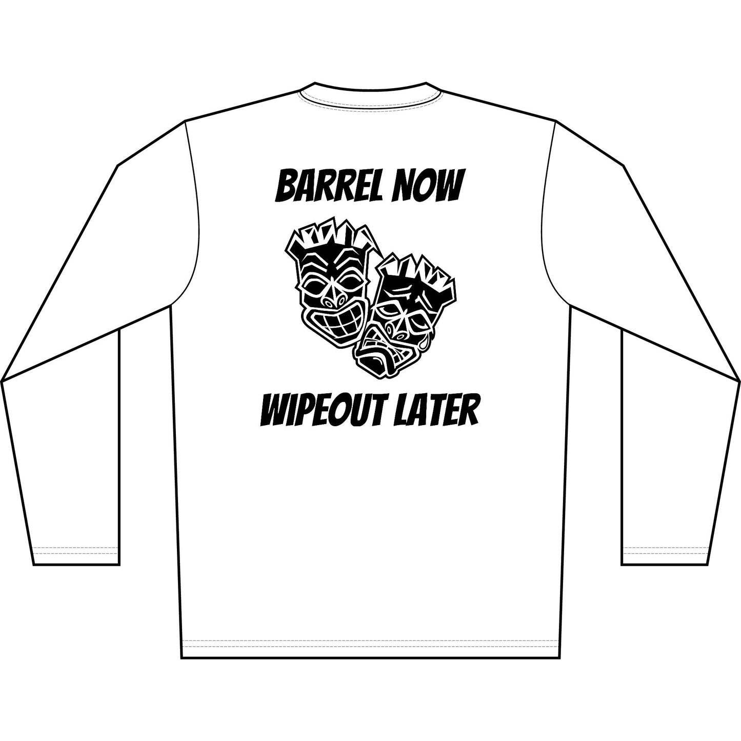 "Barrel Now, Wipeout Later" Tiki Surf Club Long Sleeve UV Beach Shirt
