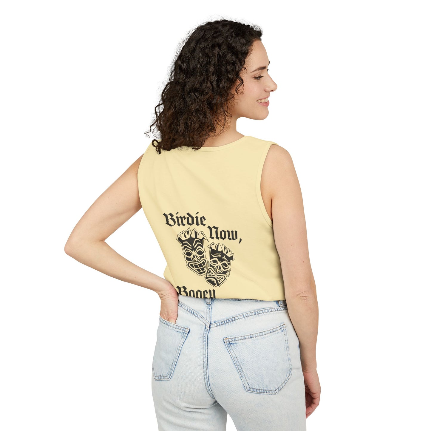"Birdie Now, Bogey Later" Tiki Golf Tank Top