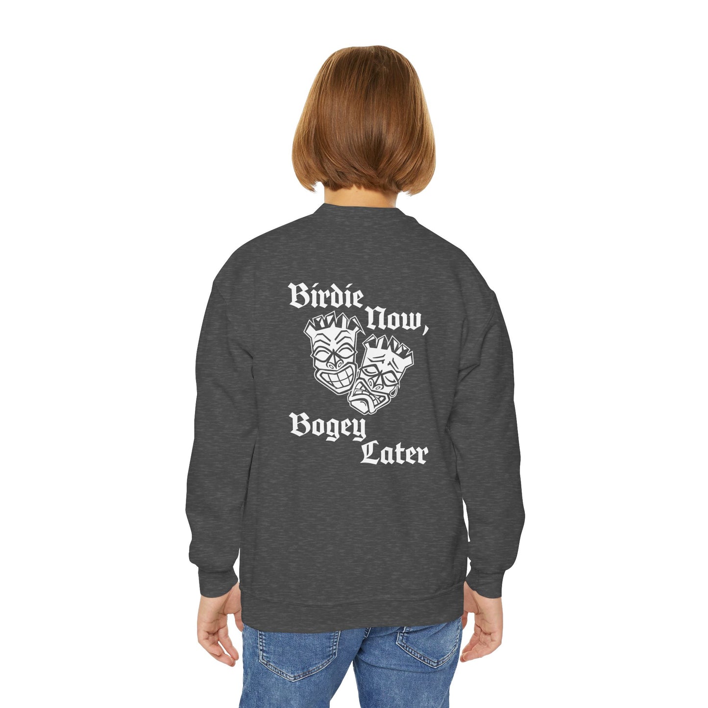 "Birdie Now, Bogey Later" Kids Crewneck Sweatshirt