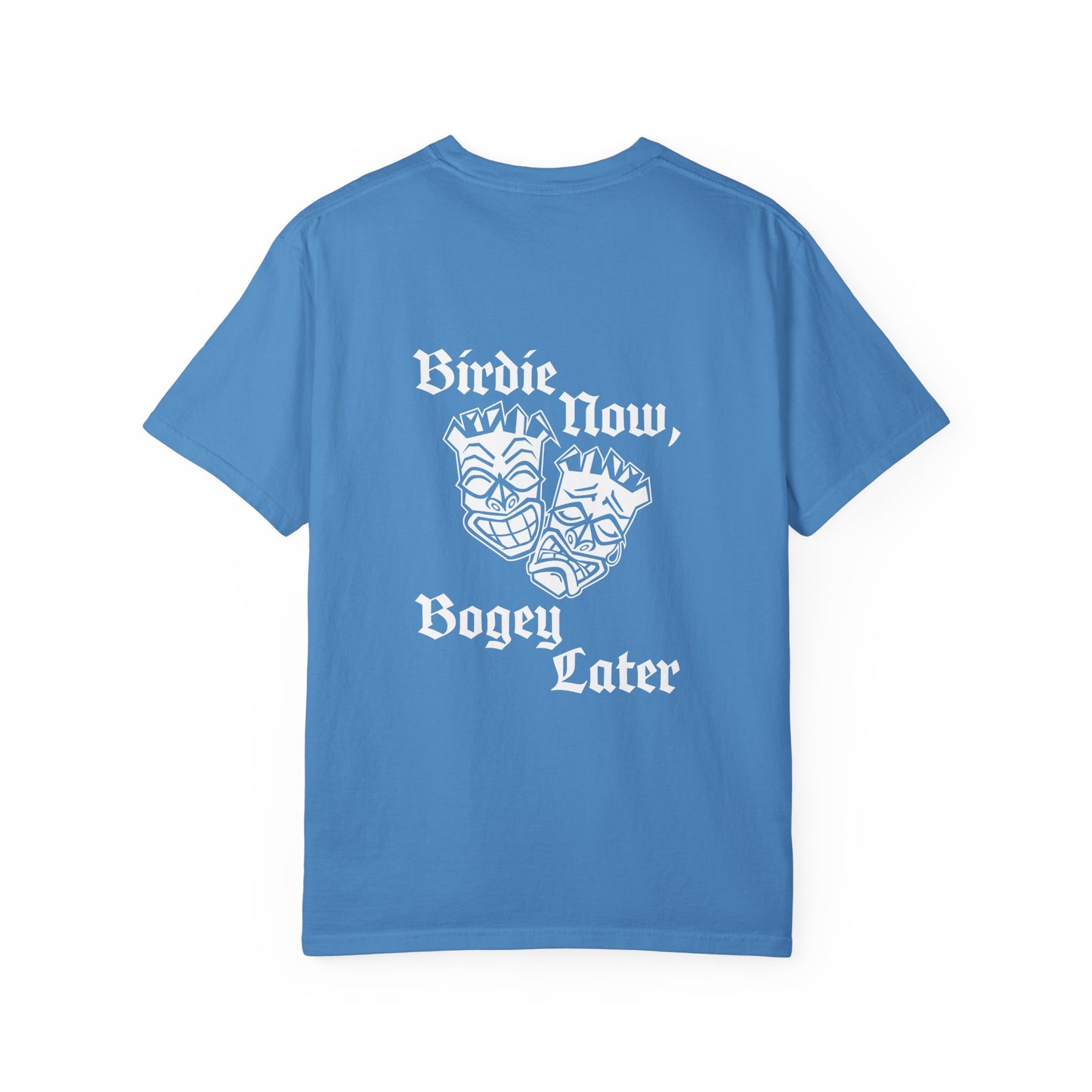 "Birdie Now, Bogey Later" Tiki Golf Graphic Tee