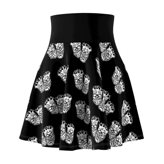 Now & Later Tiki Heads Black Skate & Surf Skirt