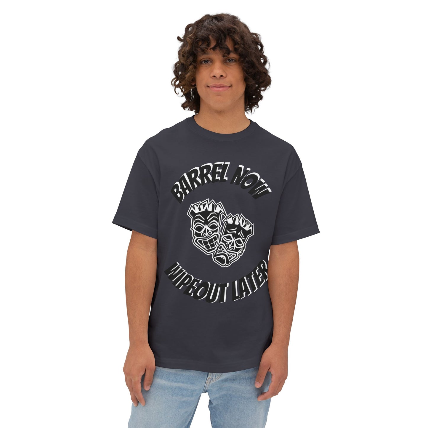"Barrel Now, Wipeout Later" Tiki Heads Oversized T-Shirt