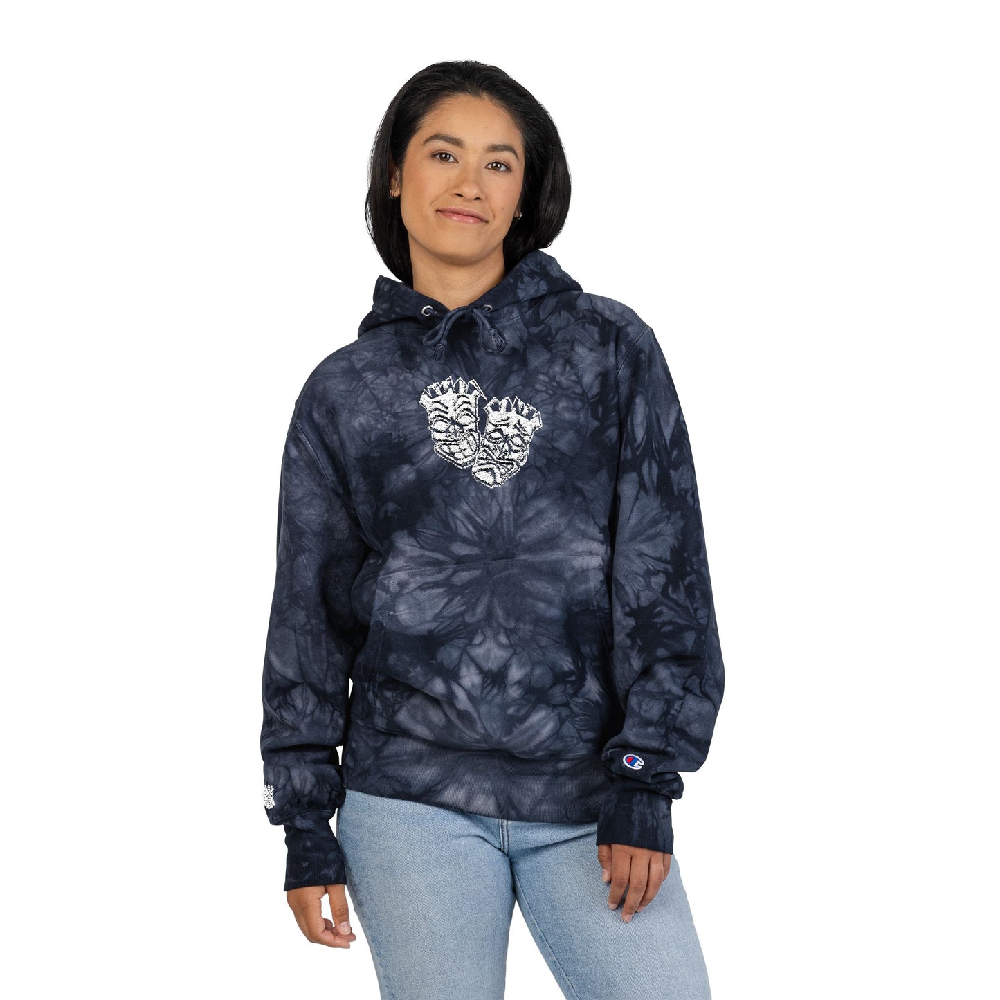 Now & Later Tiki Heads Embroidered Tie-Dye Hoodie