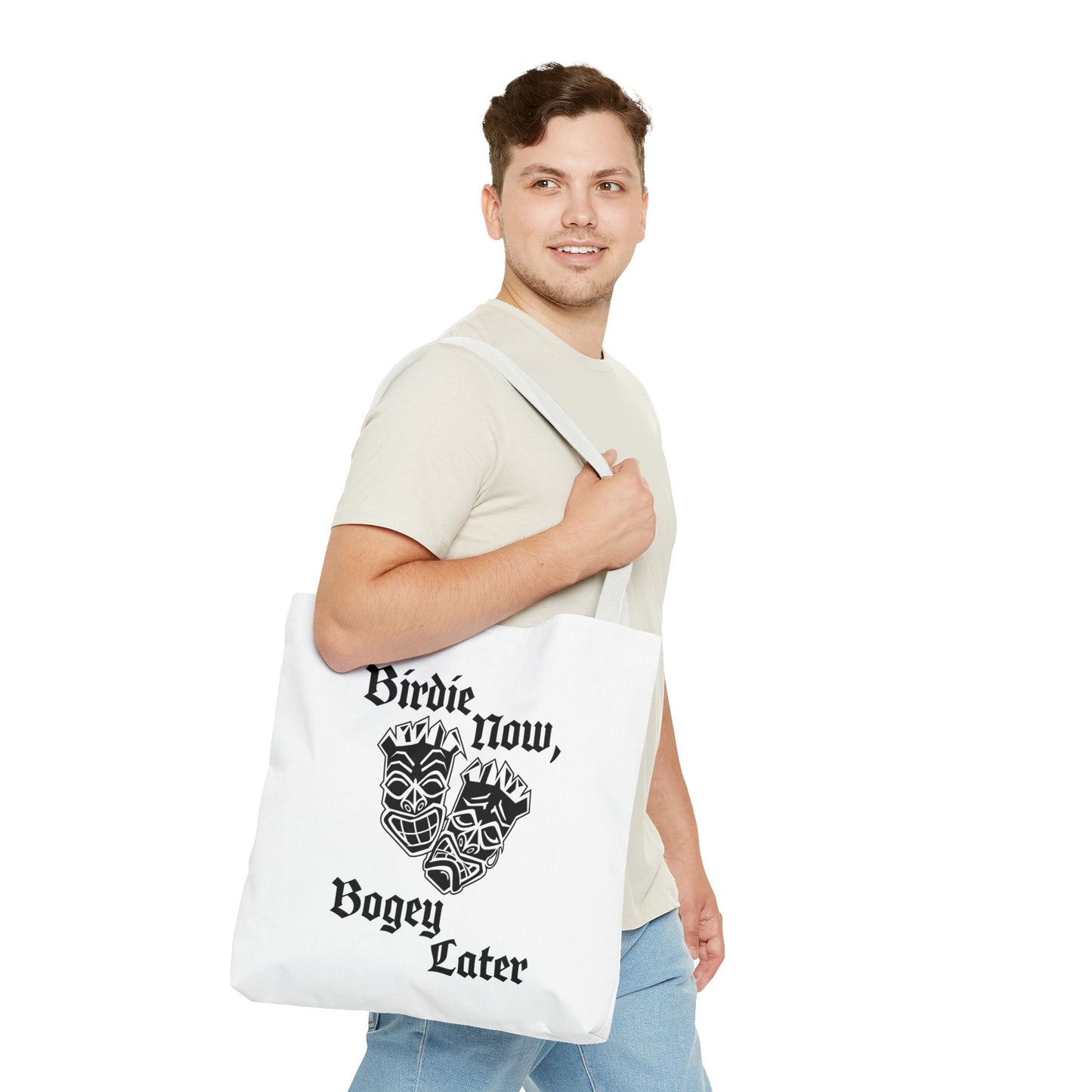 "Birdie Now, Bogey Later" Tiki Golf Tote