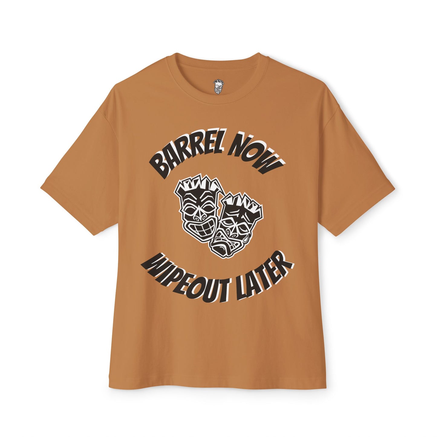 "Barrel Now, Wipeout Later" Tiki Heads Oversized T-Shirt