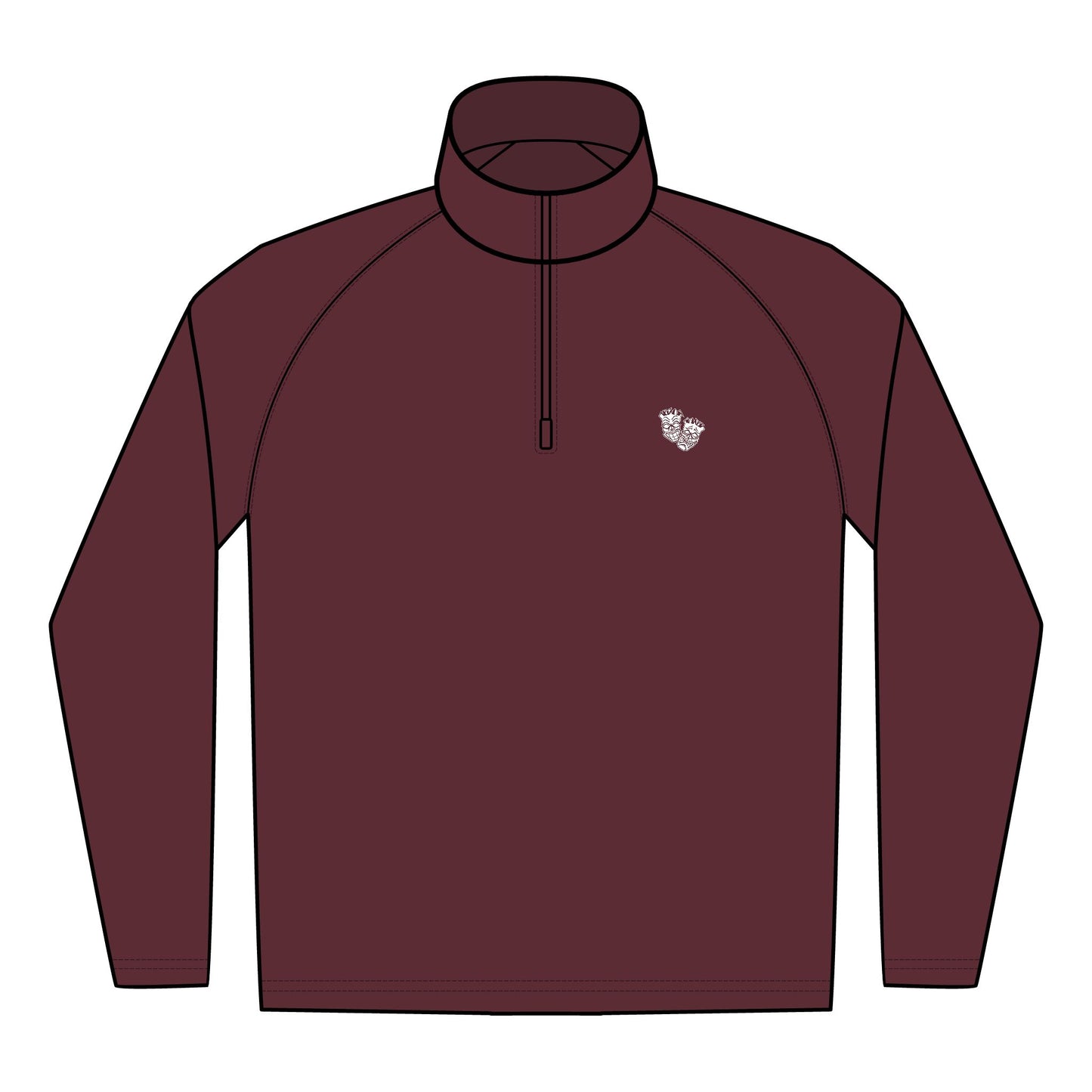 Now & Later Tiki Heads Embroidered Quarter-Zip Pullover