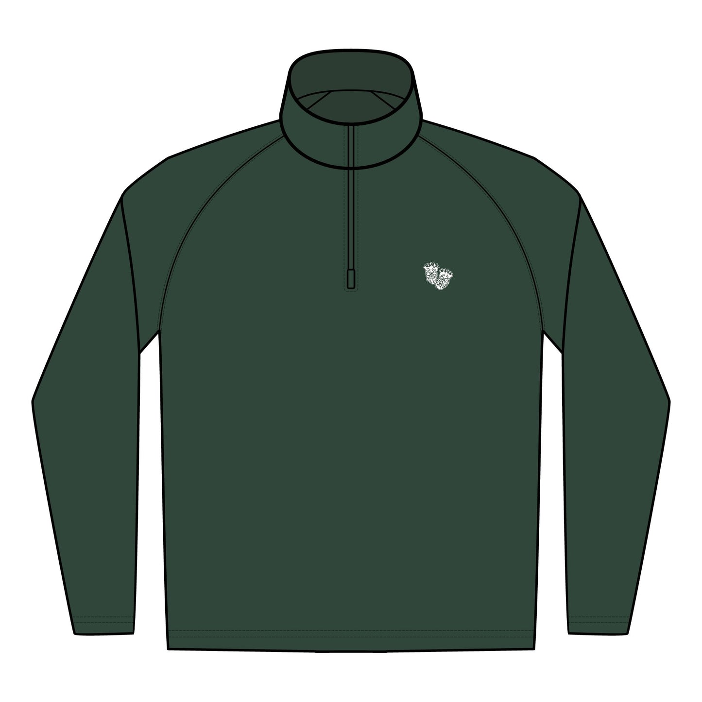 Now & Later Tiki Heads Embroidered Quarter-Zip Pullover