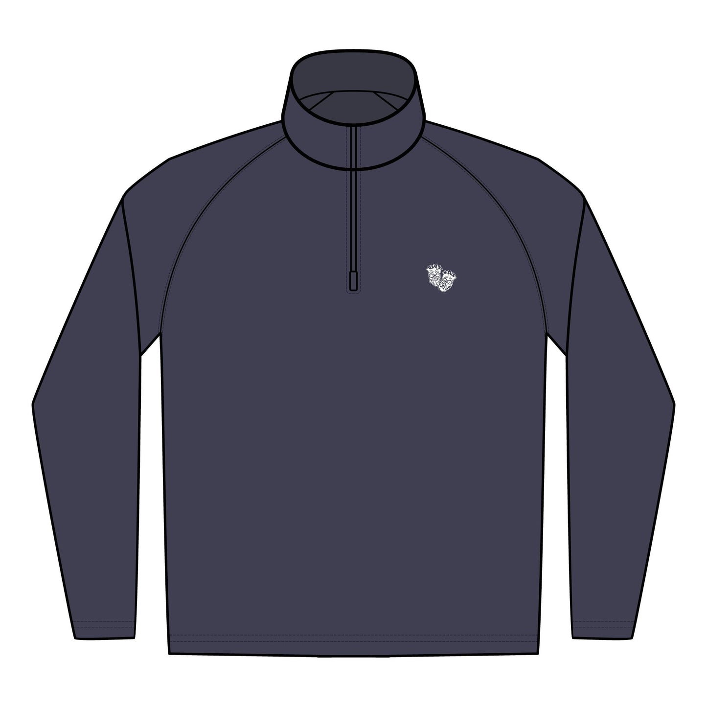 Now & Later Tiki Heads Embroidered Quarter-Zip Pullover
