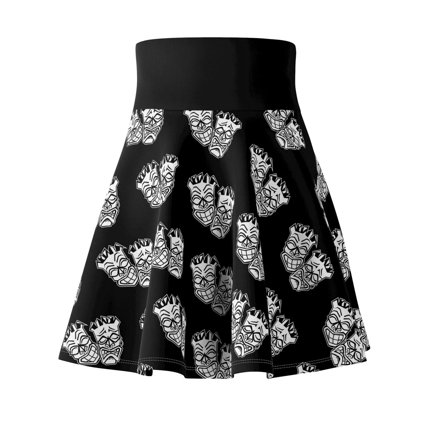 Now & Later Tiki Heads Black Skate & Surf Skirt