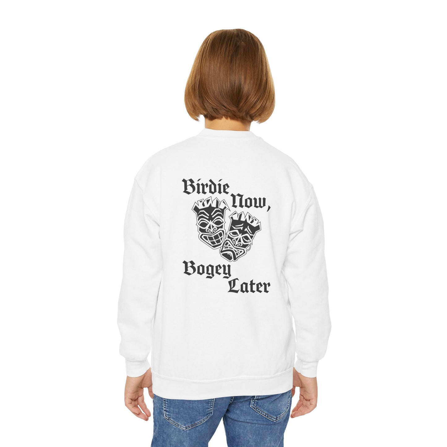 "Birdie Now, Bogey Later" Kids Crewneck Sweatshirt