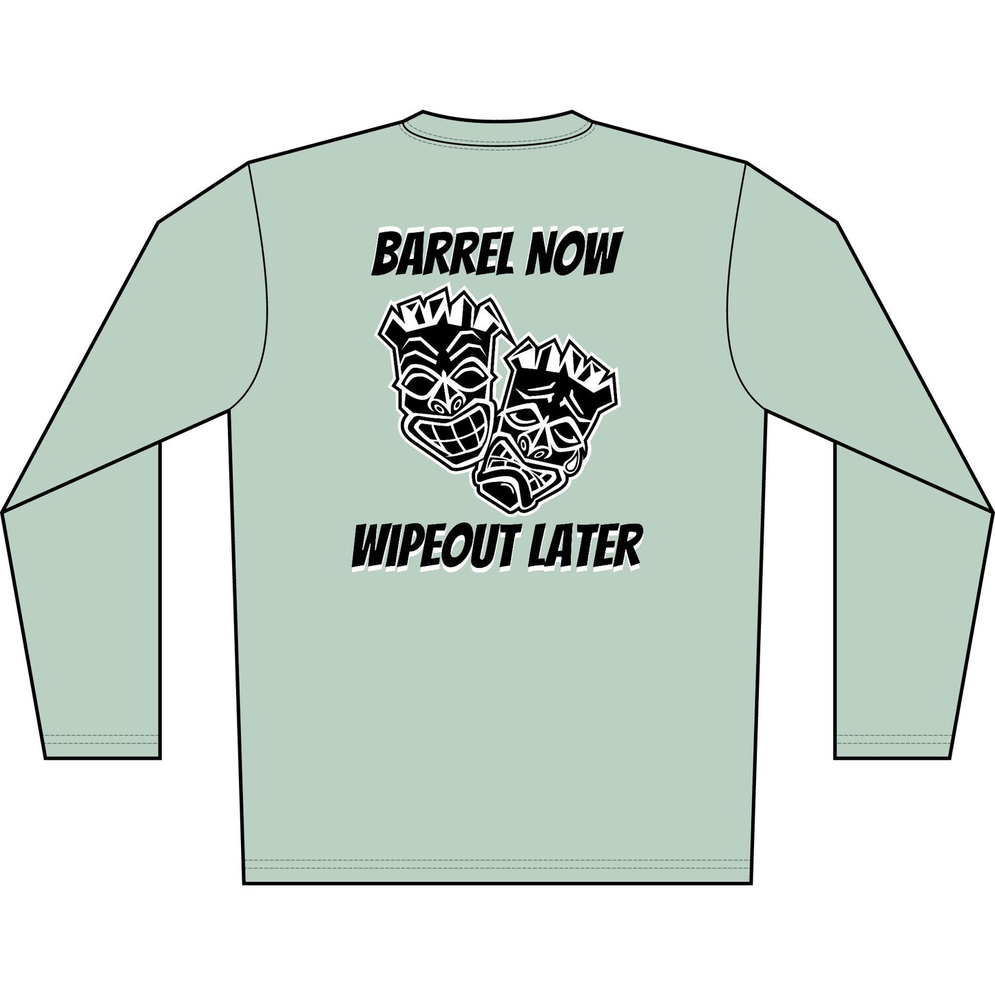 "Barrel Now, Wipeout Later" Tiki Surf Club Long Sleeve UV Beach Shirt