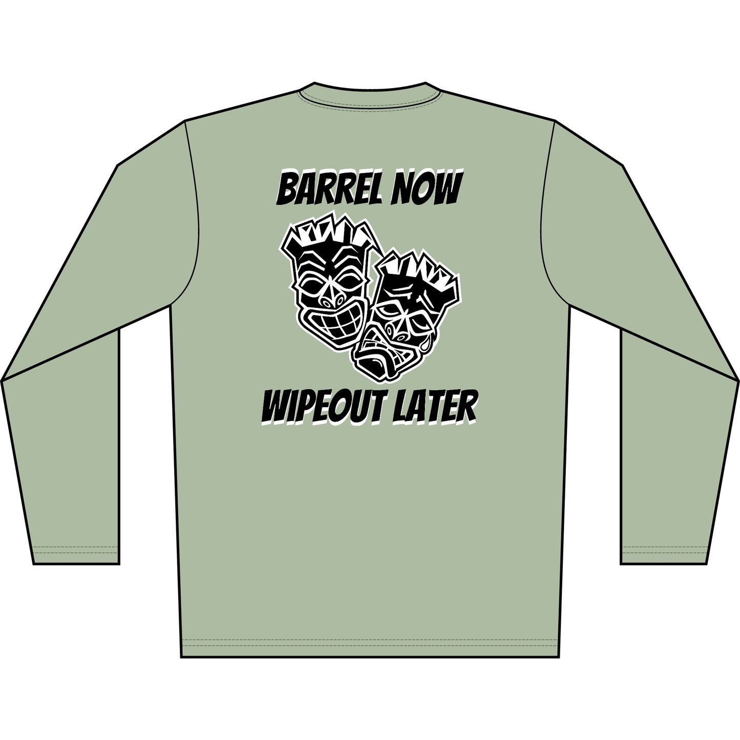 "Barrel Now, Wipeout Later" Tiki Surf Club Long Sleeve UV Beach Shirt