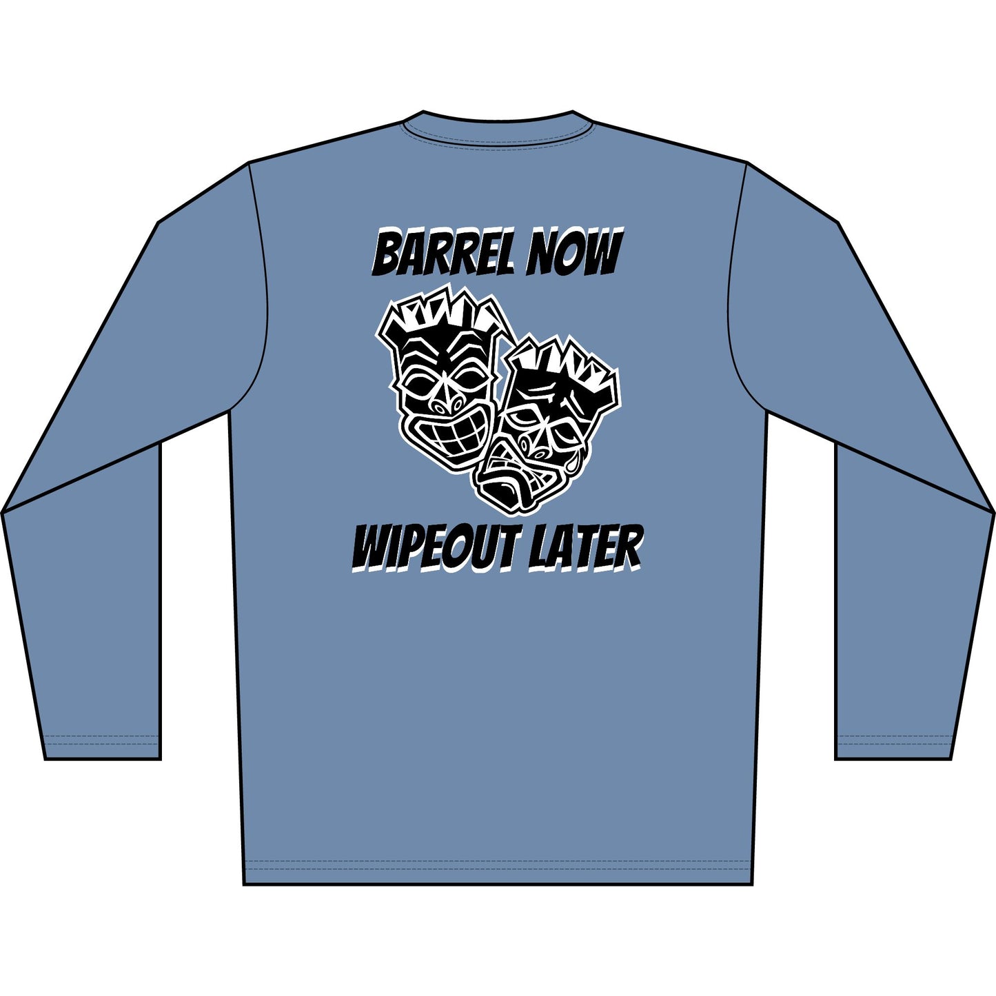 "Barrel Now, Wipeout Later" Tiki Surf Club Long Sleeve UV Beach Shirt