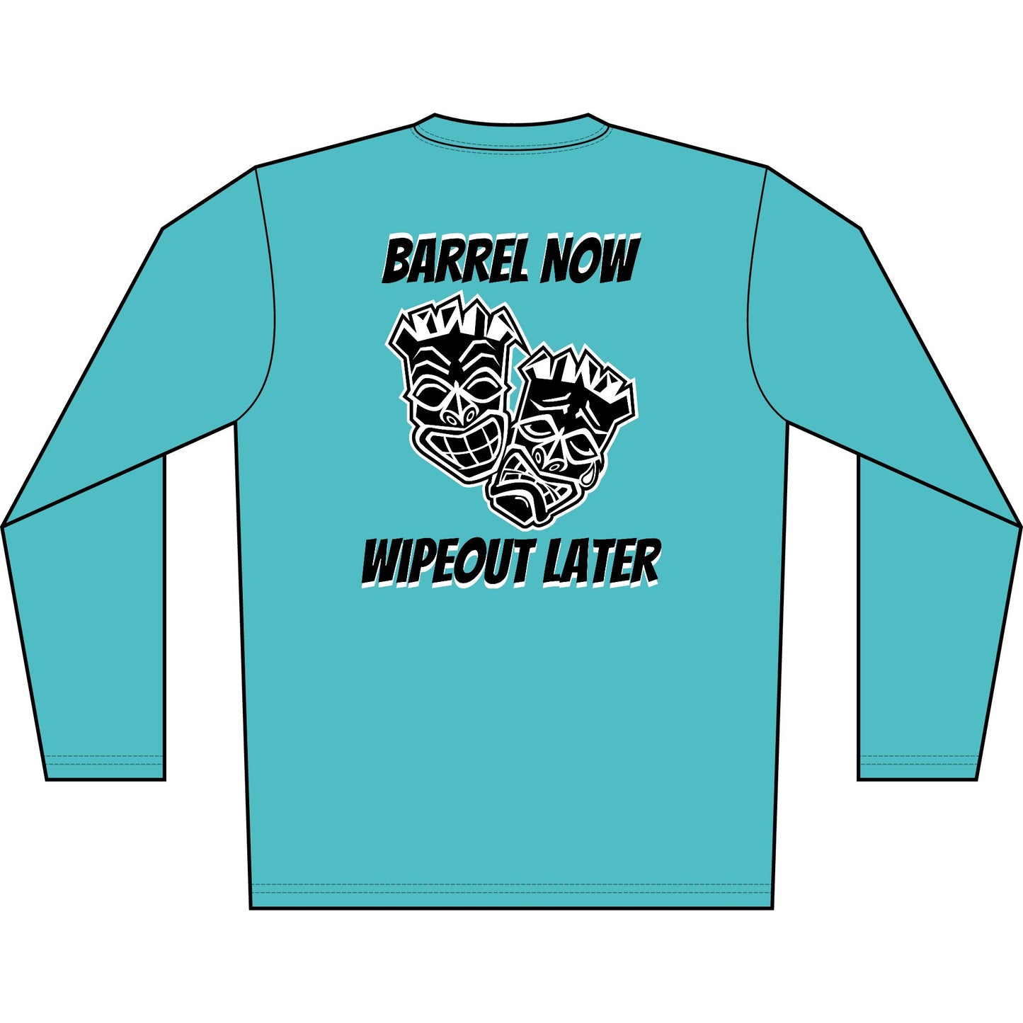 "Barrel Now, Wipeout Later" Tiki Surf Club Long Sleeve UV Beach Shirt