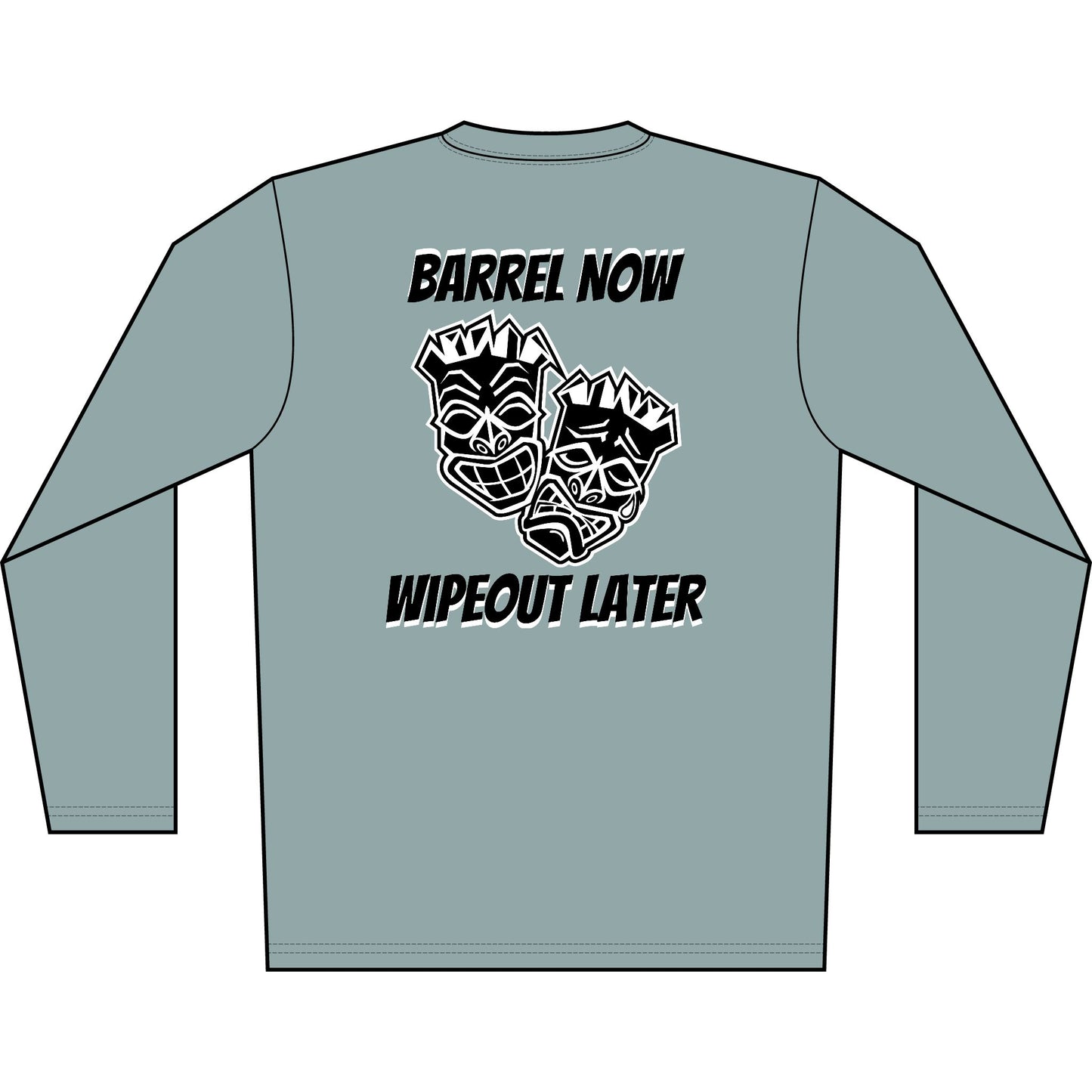 "Barrel Now, Wipeout Later" Tiki Surf Club Long Sleeve UV Beach Shirt