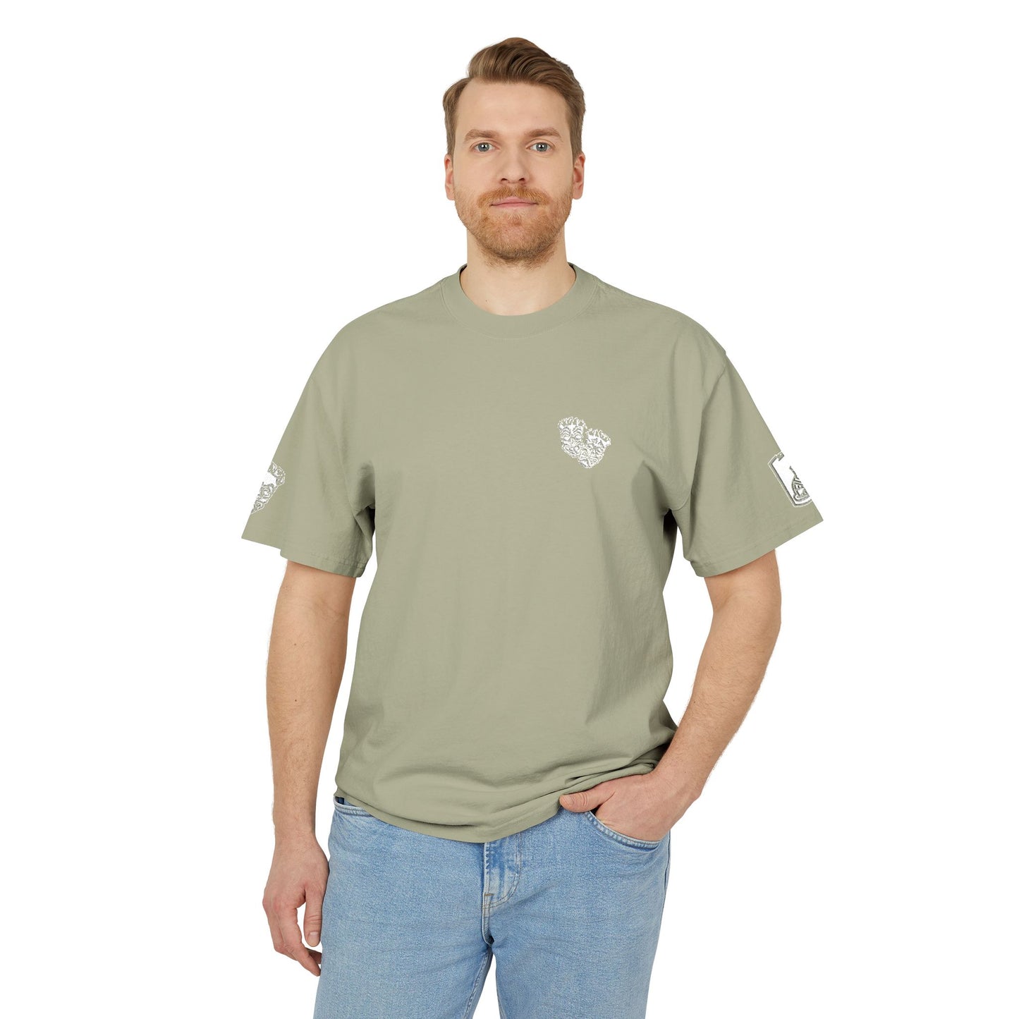 Now & Later Tiki Heads Embroidered Faded T-Shirt