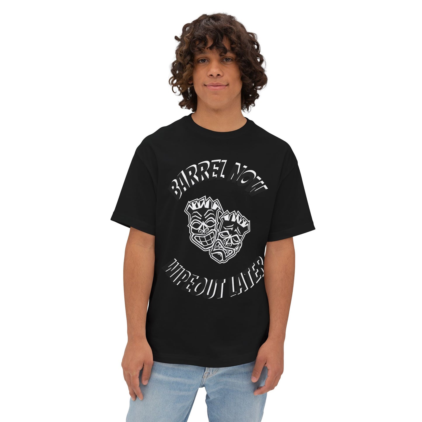 "Barrel Now, Wipeout Later" Tiki Heads Oversized T-Shirt