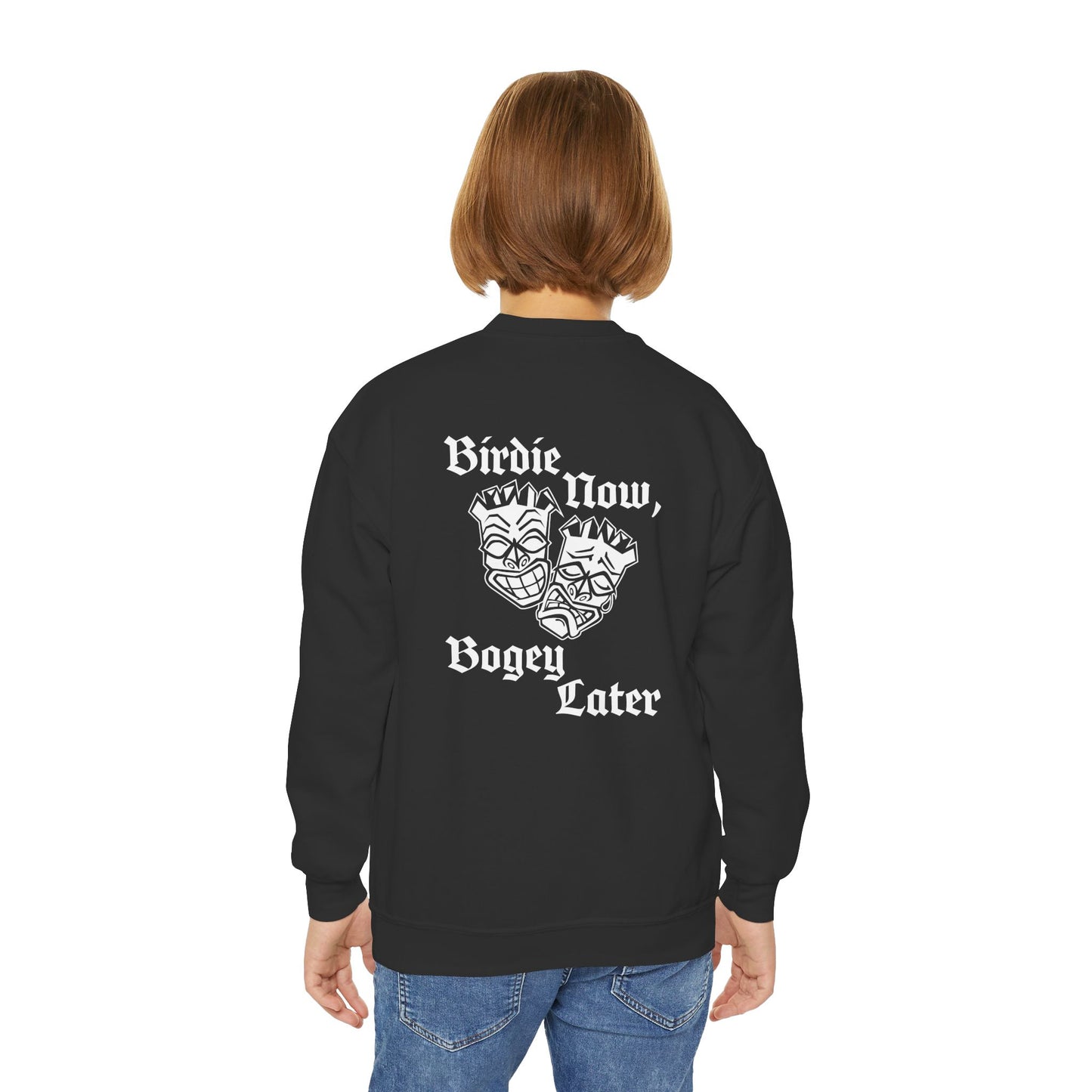 "Birdie Now, Bogey Later" Kids Crewneck Sweatshirt
