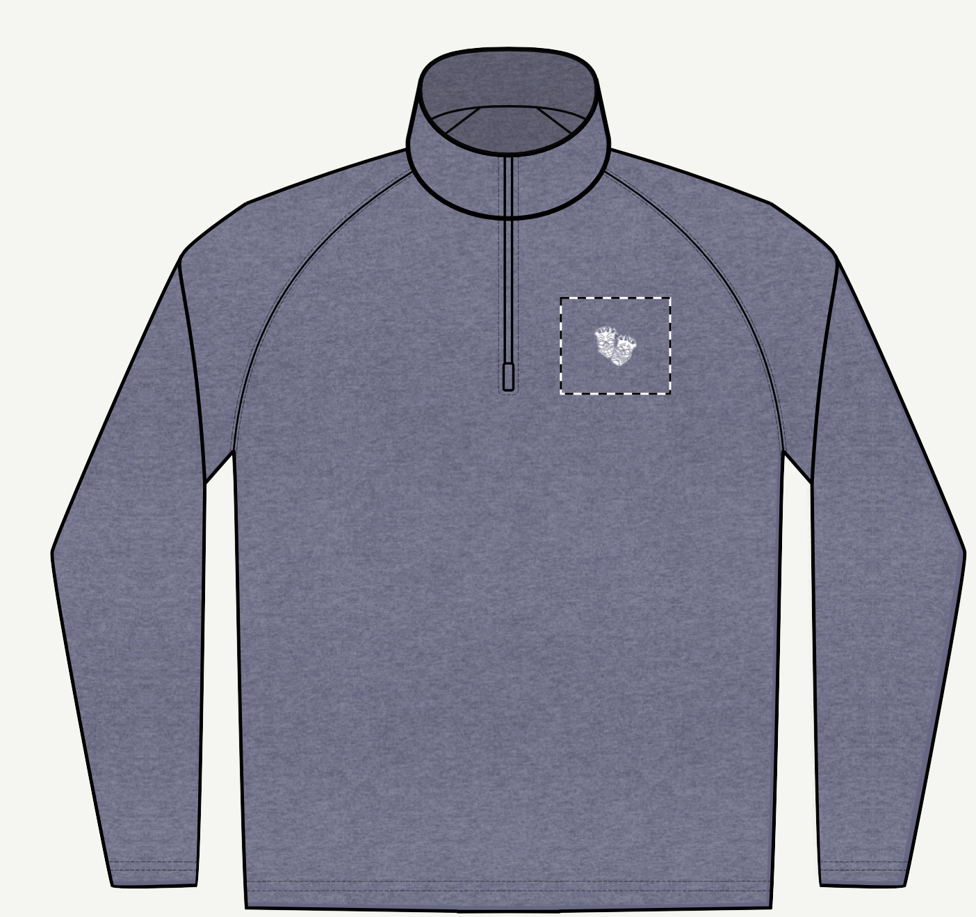 Now & Later Tiki Heads Embroidered Quarter-Zip Pullover