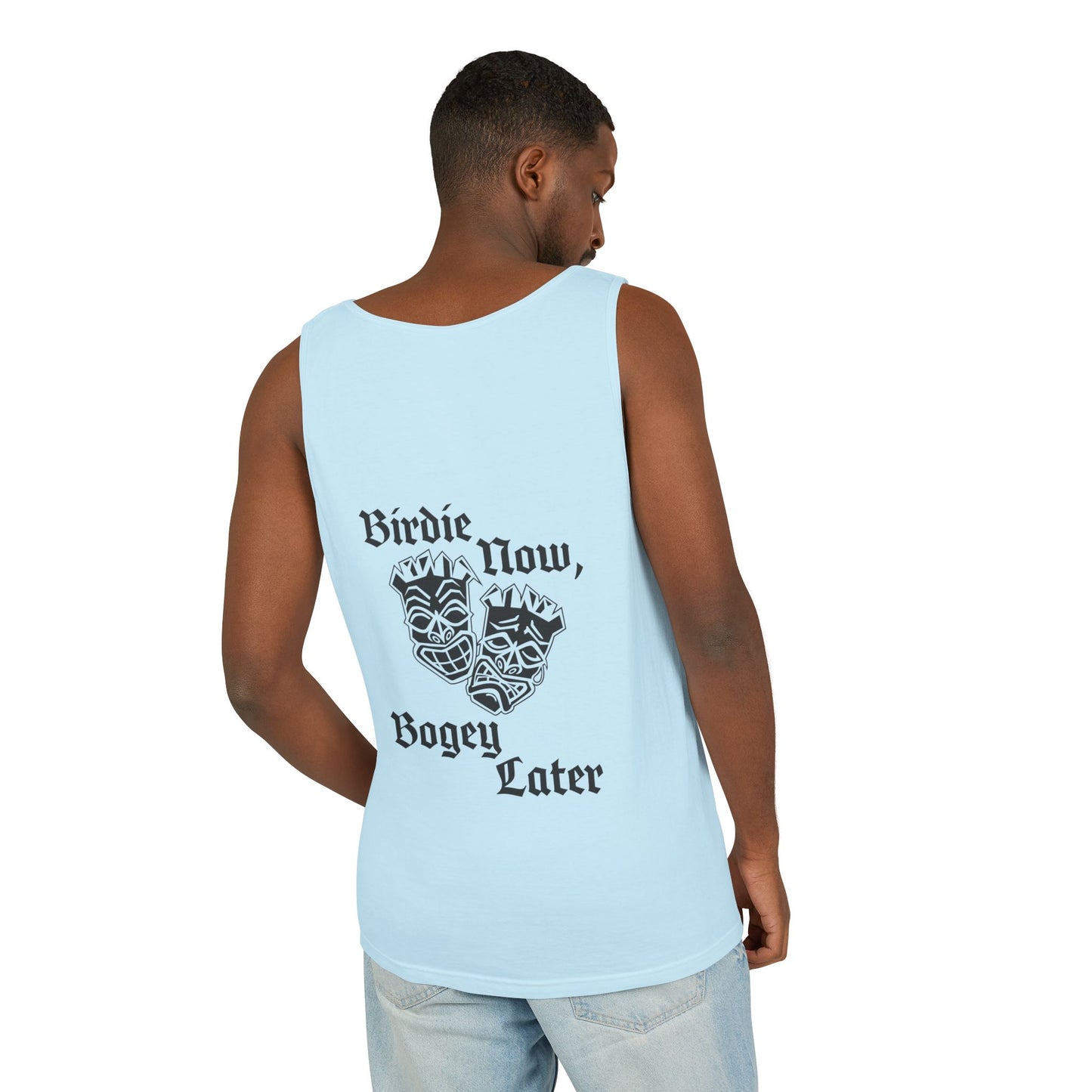"Birdie Now, Bogey Later" Tiki Golf Tank Top