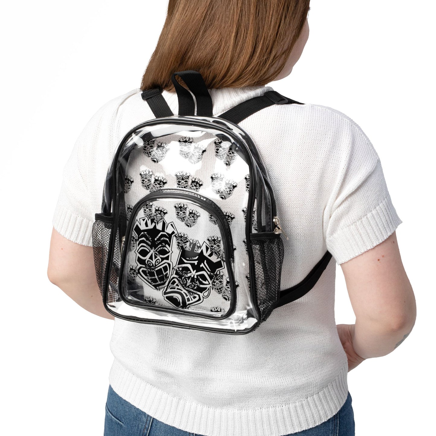 Now & Later Tiki Heads Clear Stadium Backpack