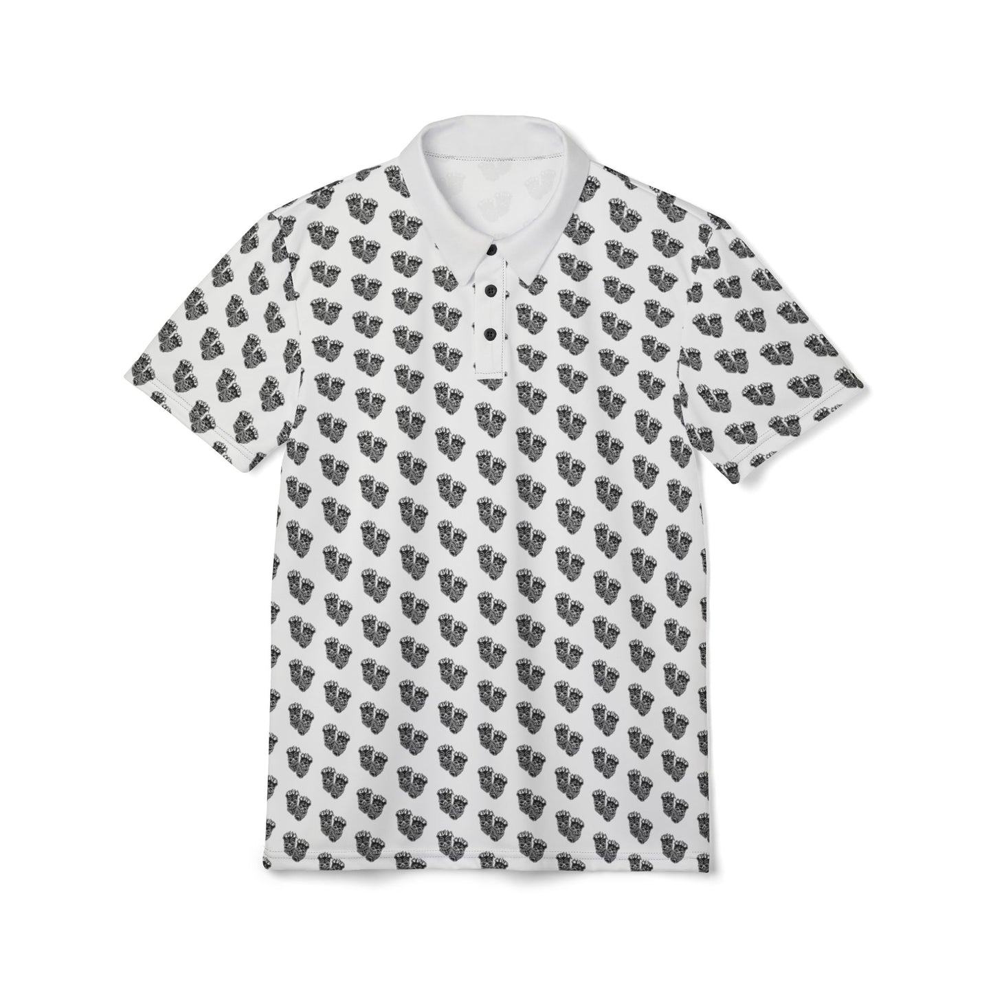 Now & Later Tiki Heads AOP Polo White Collar