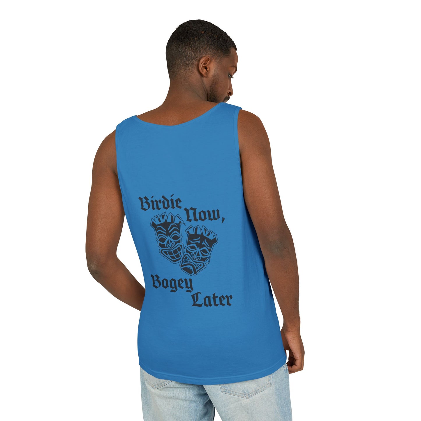 "Birdie Now, Bogey Later" Tiki Golf Tank Top