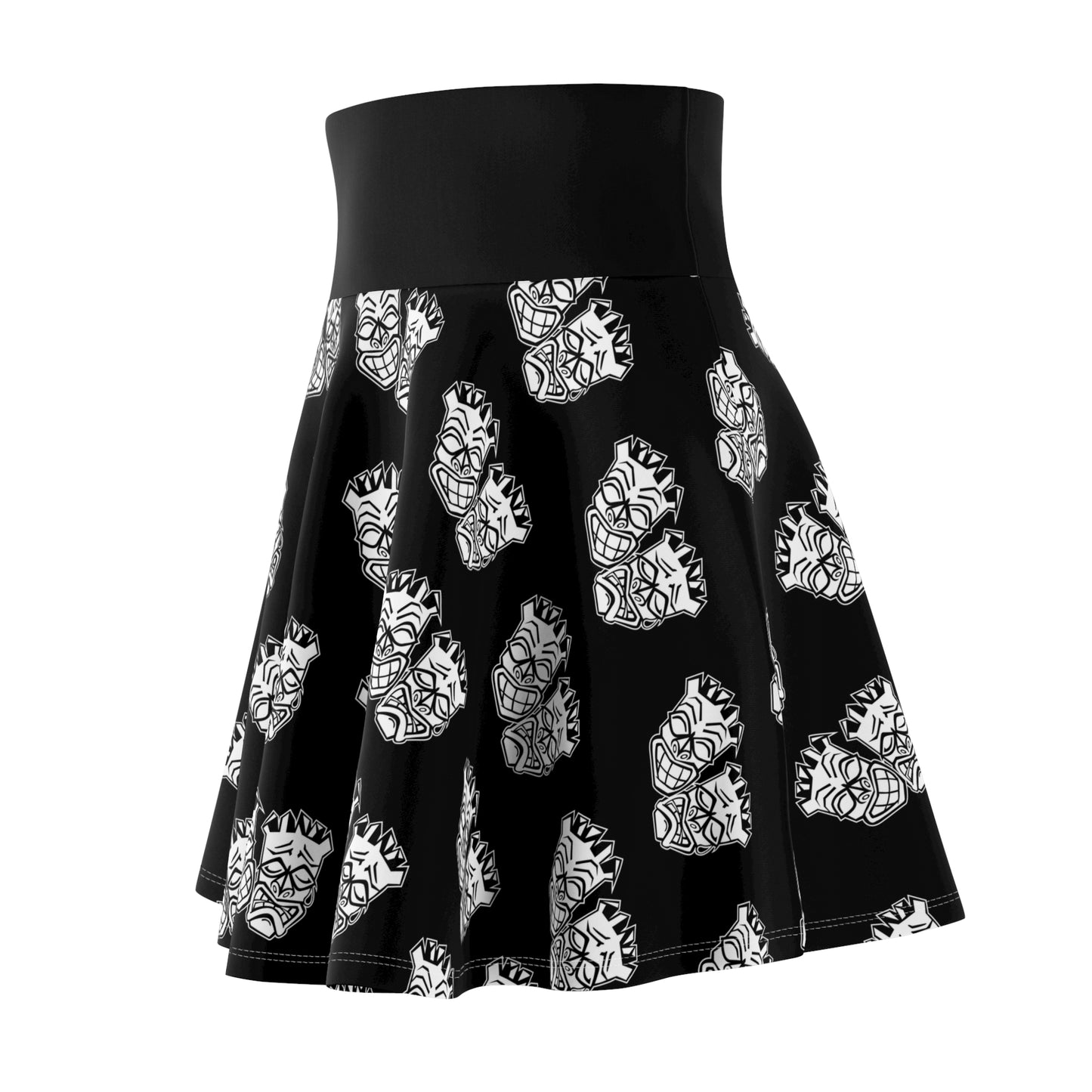 Now & Later Tiki Heads Black Skate & Surf Skirt