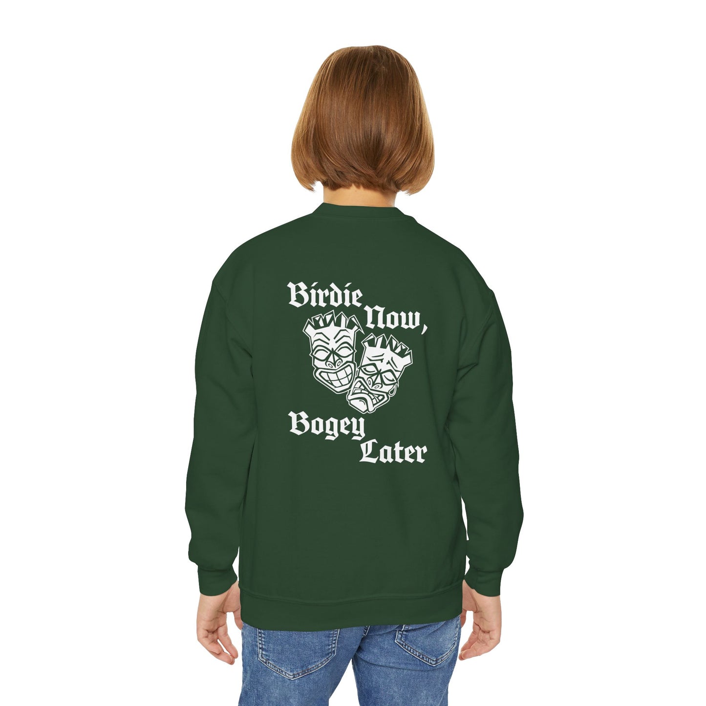 "Birdie Now, Bogey Later" Kids Crewneck Sweatshirt