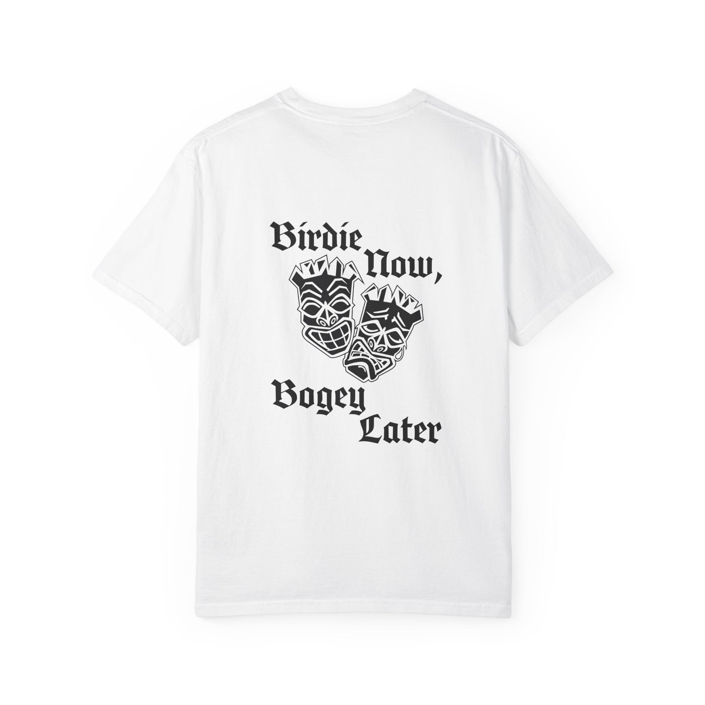 "Birdie Now, Bogey Later" Tiki Golf Graphic Tee