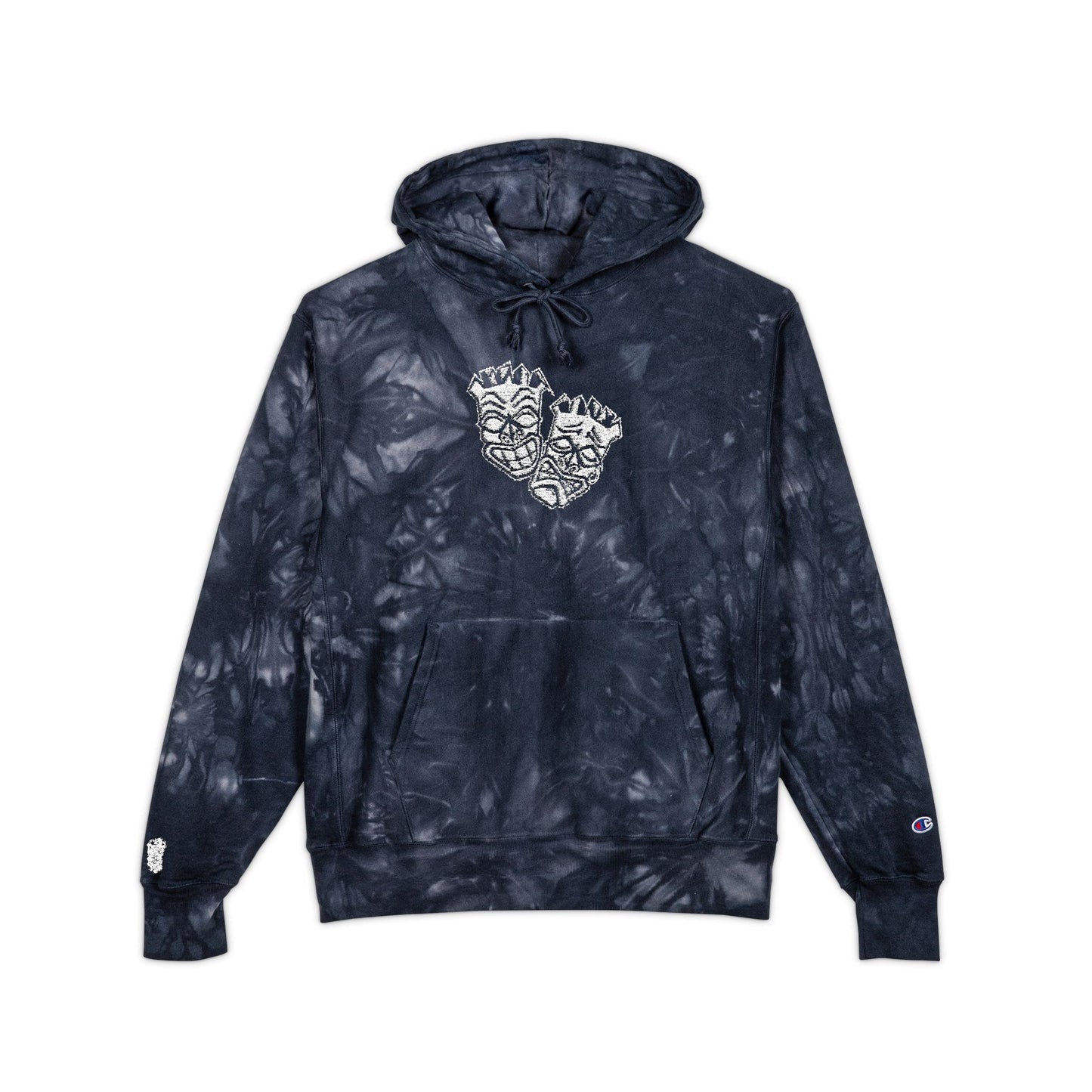 Now & Later Tiki Heads Embroidered Tie-Dye Hoodie