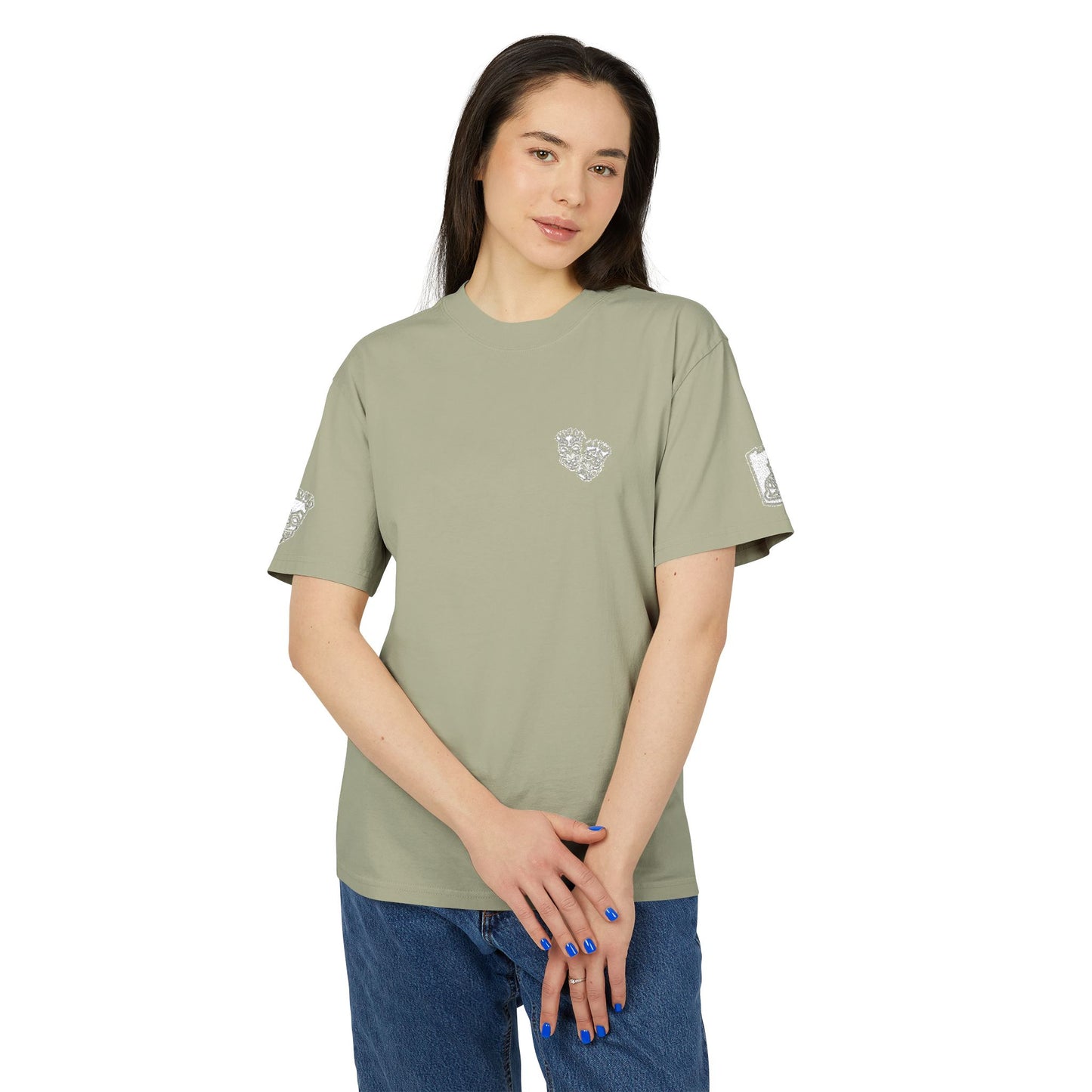 Now & Later Tiki Heads Embroidered Faded T-Shirt