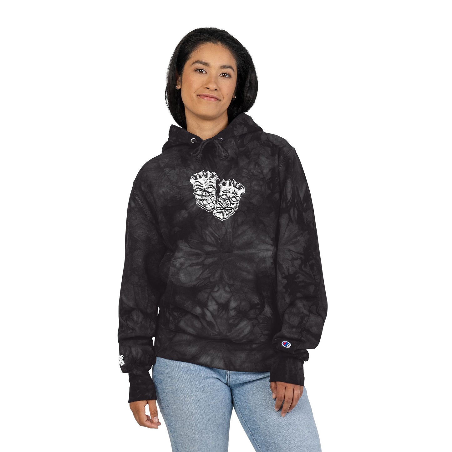 Now & Later Tiki Heads Embroidered Tie-Dye Hoodie