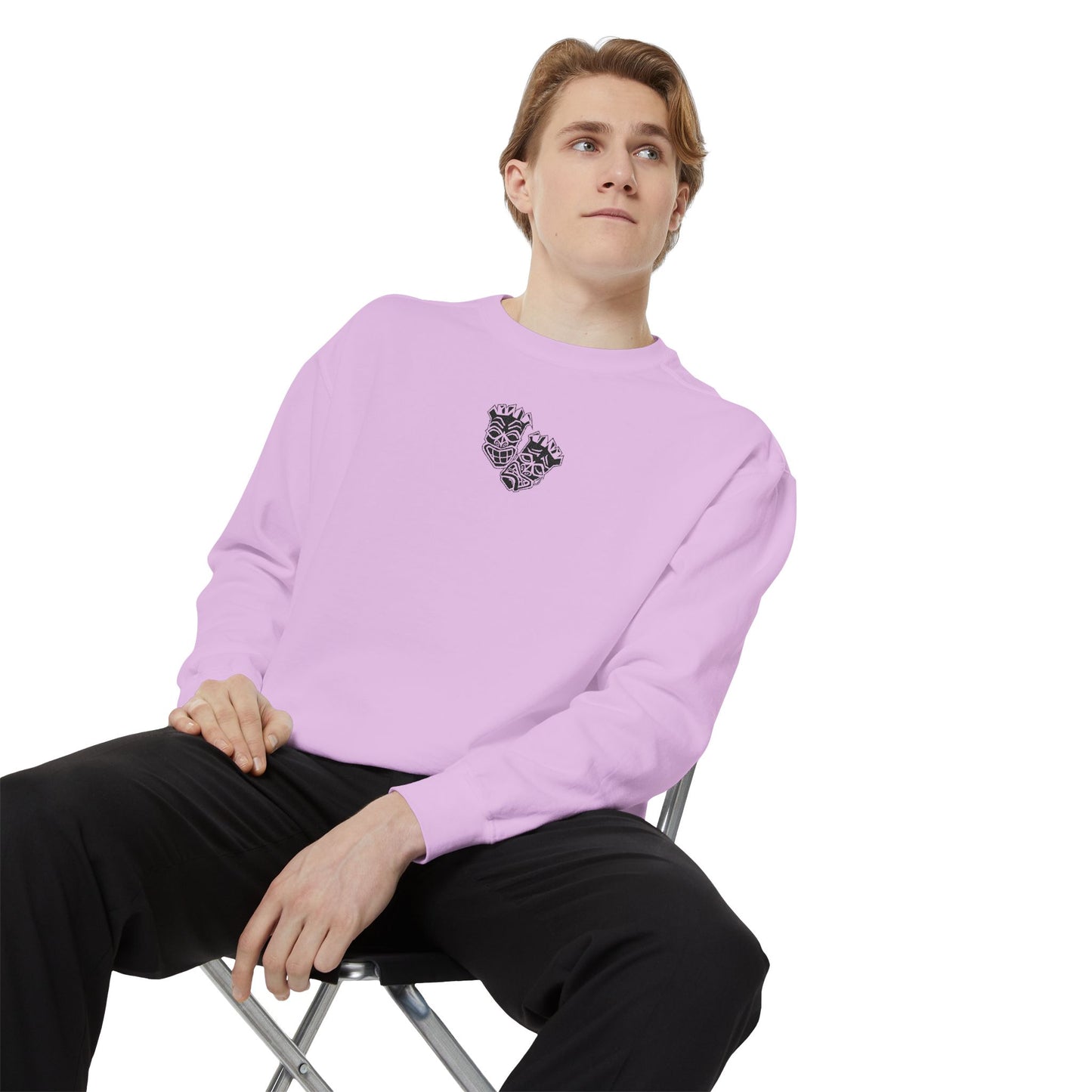 Now & Later Tiki Heads Embroidered Crewneck Sweatshirt