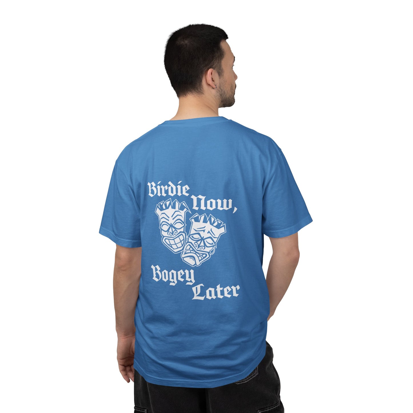 "Birdie Now, Bogey Later" Tiki Golf Graphic Tee