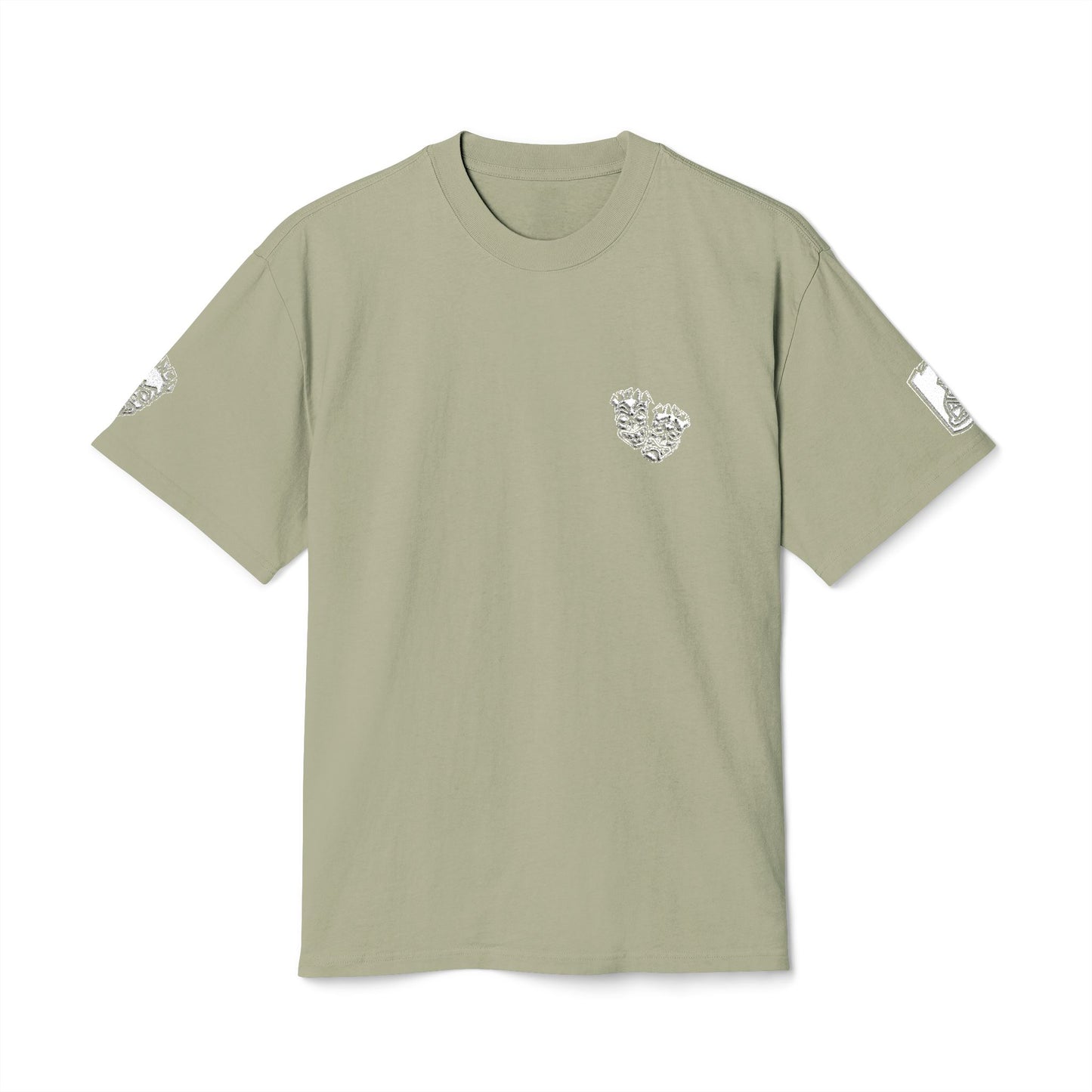 Now & Later Tiki Heads Embroidered Faded T-Shirt