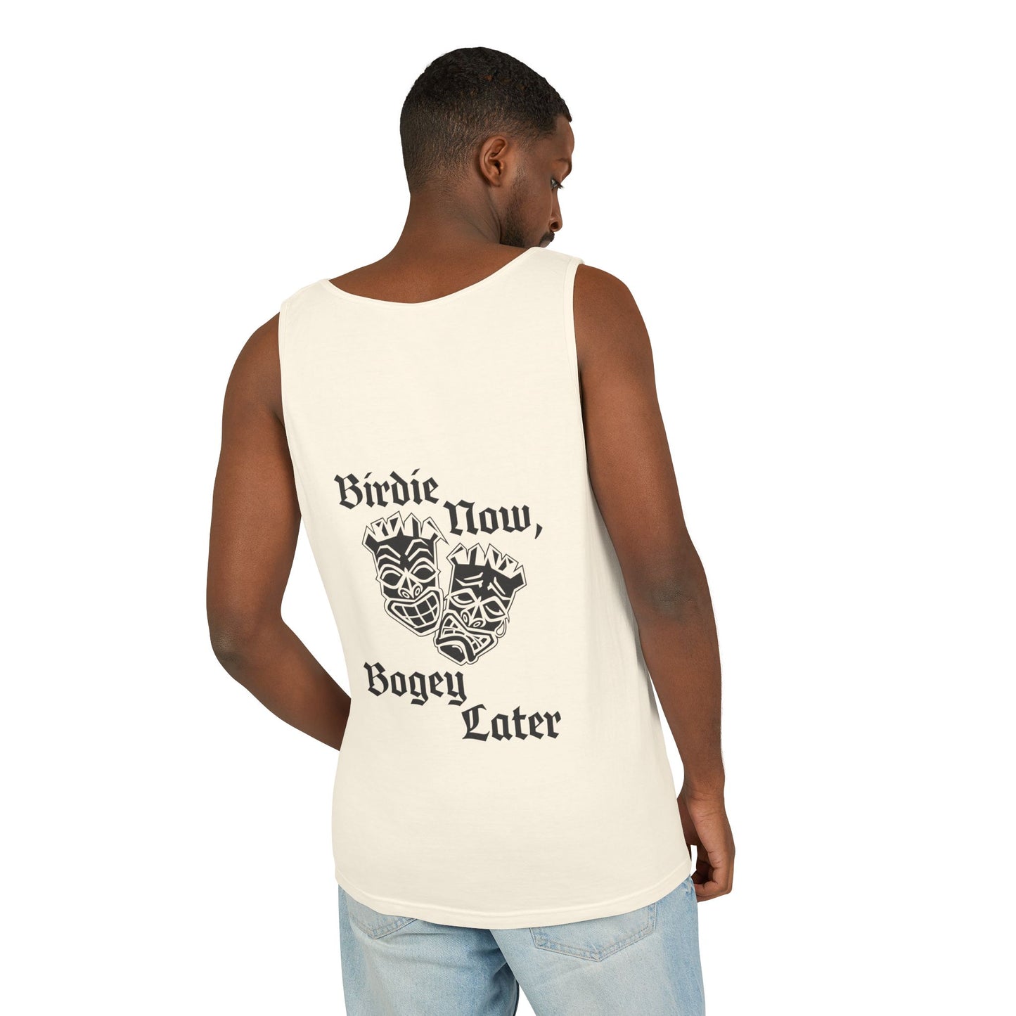 "Birdie Now, Bogey Later" Tiki Golf Tank Top