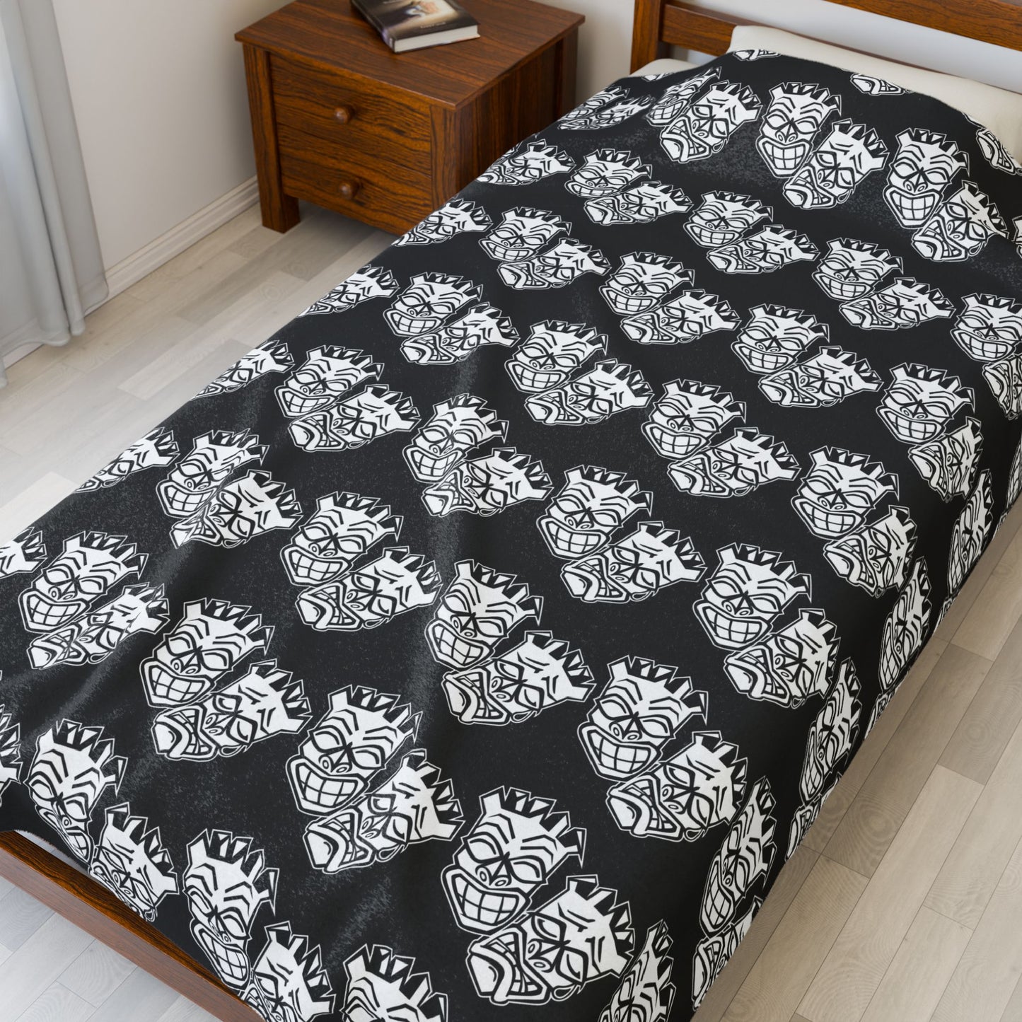 Now & Later Tiki Heads Plush Throw