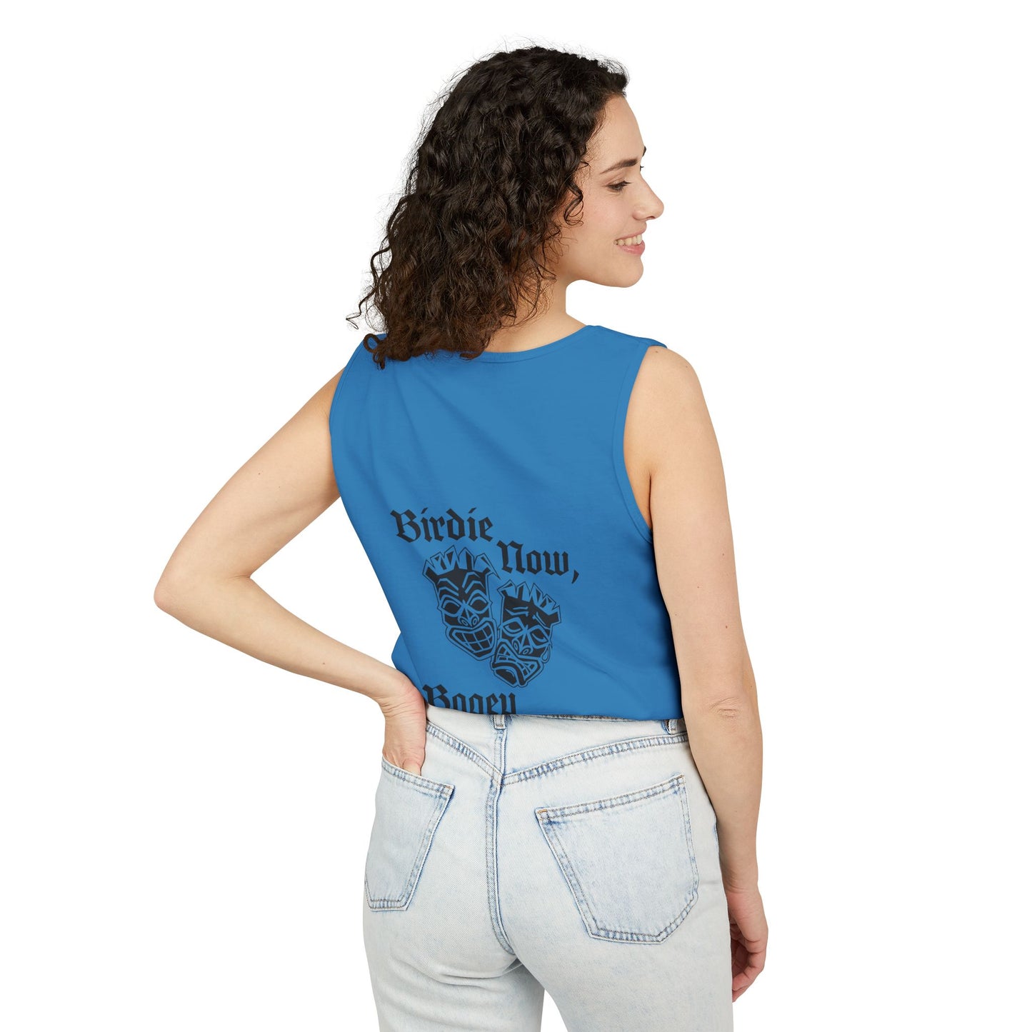 "Birdie Now, Bogey Later" Tiki Golf Tank Top