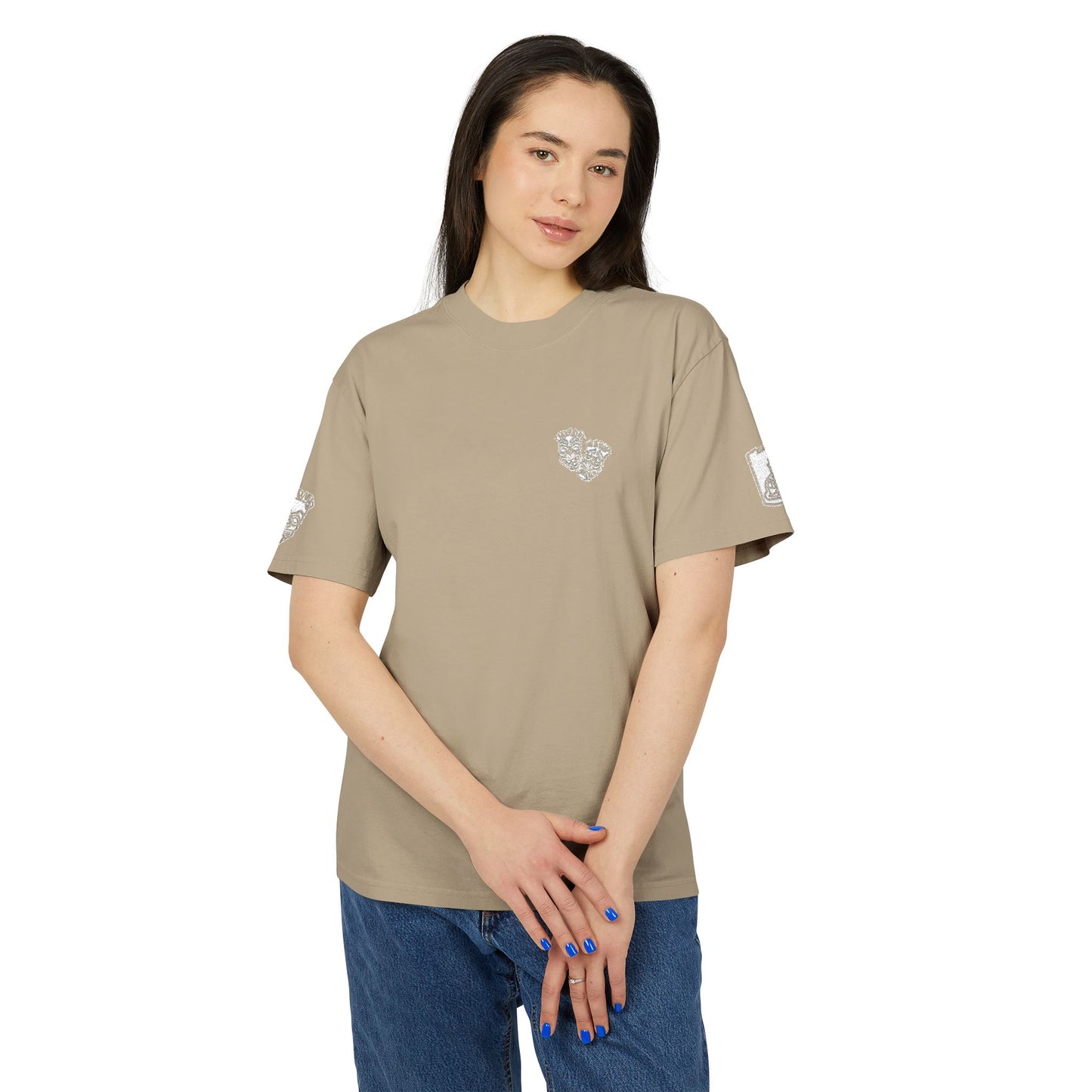 Now & Later Tiki Heads Embroidered Faded T-Shirt