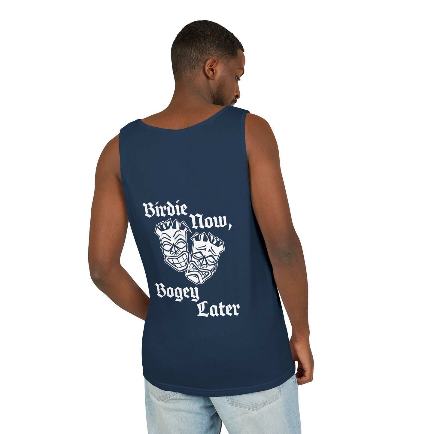 "Birdie Now, Bogey Later" Tiki Golf Tank Top